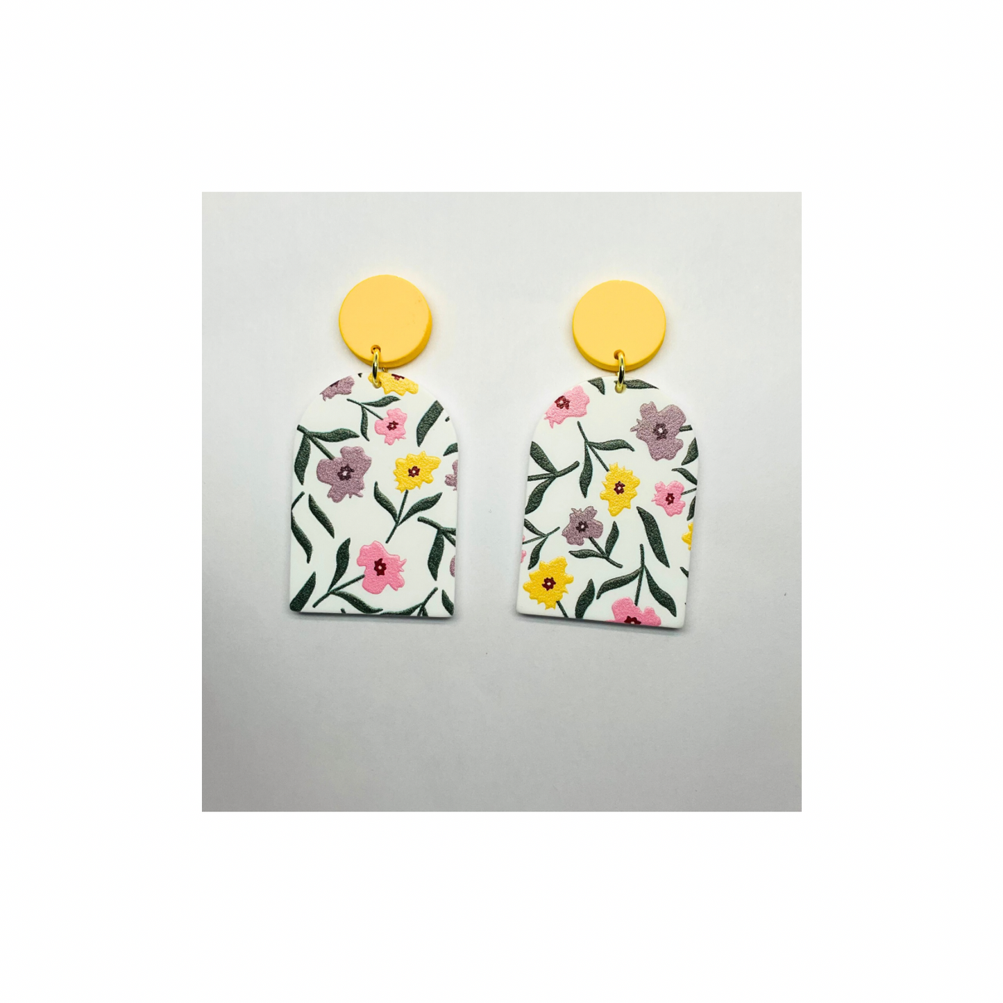 Yellow Floral Stud Dangle Earring