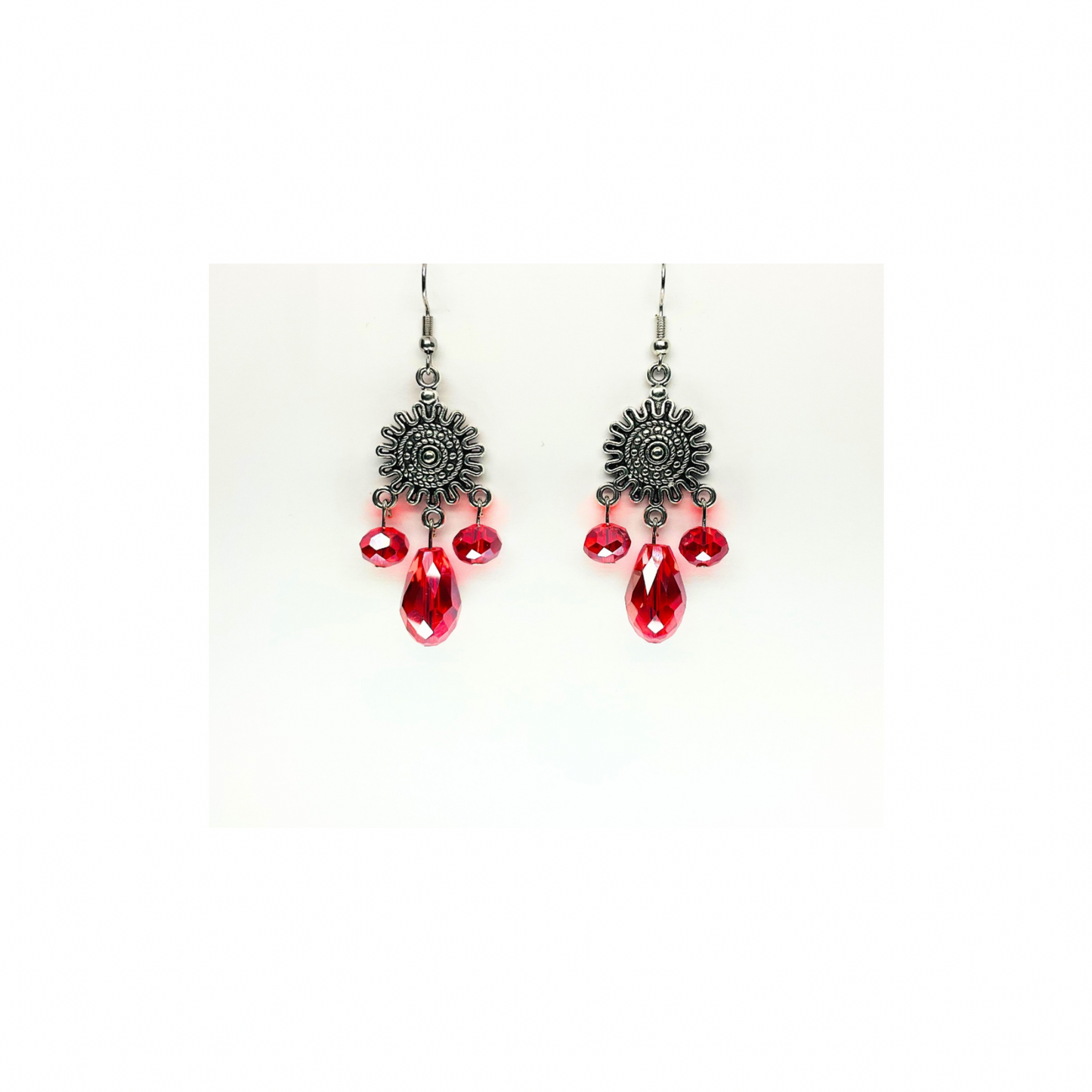 Crystal Chandelier Collection Red Teardrop Dangle Earrings for Female Fashion Accessories