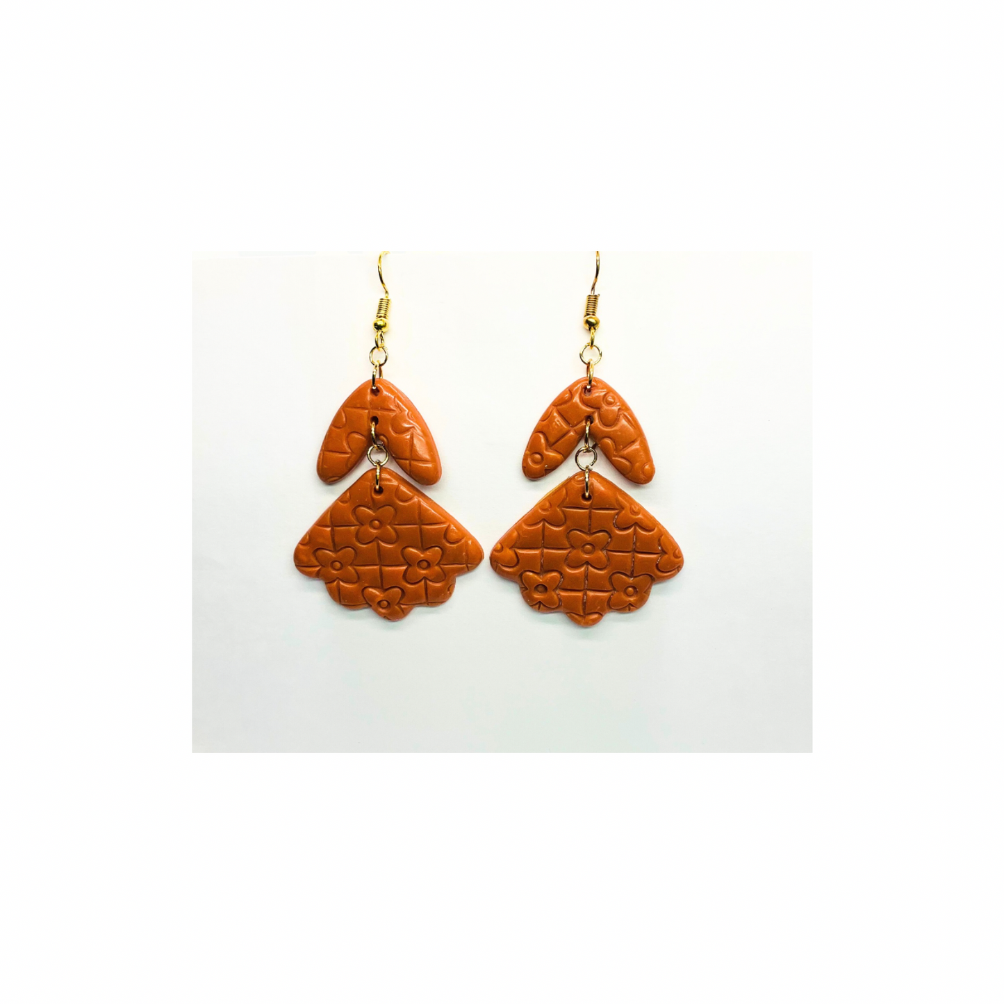 Brown Brick Dangle Earring