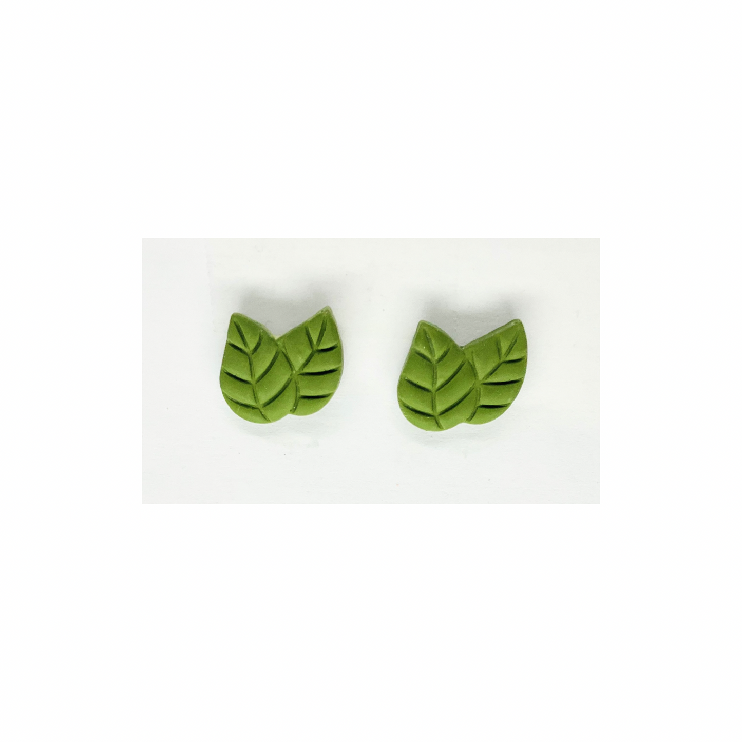 Olive Green Leaf Stud Earrings