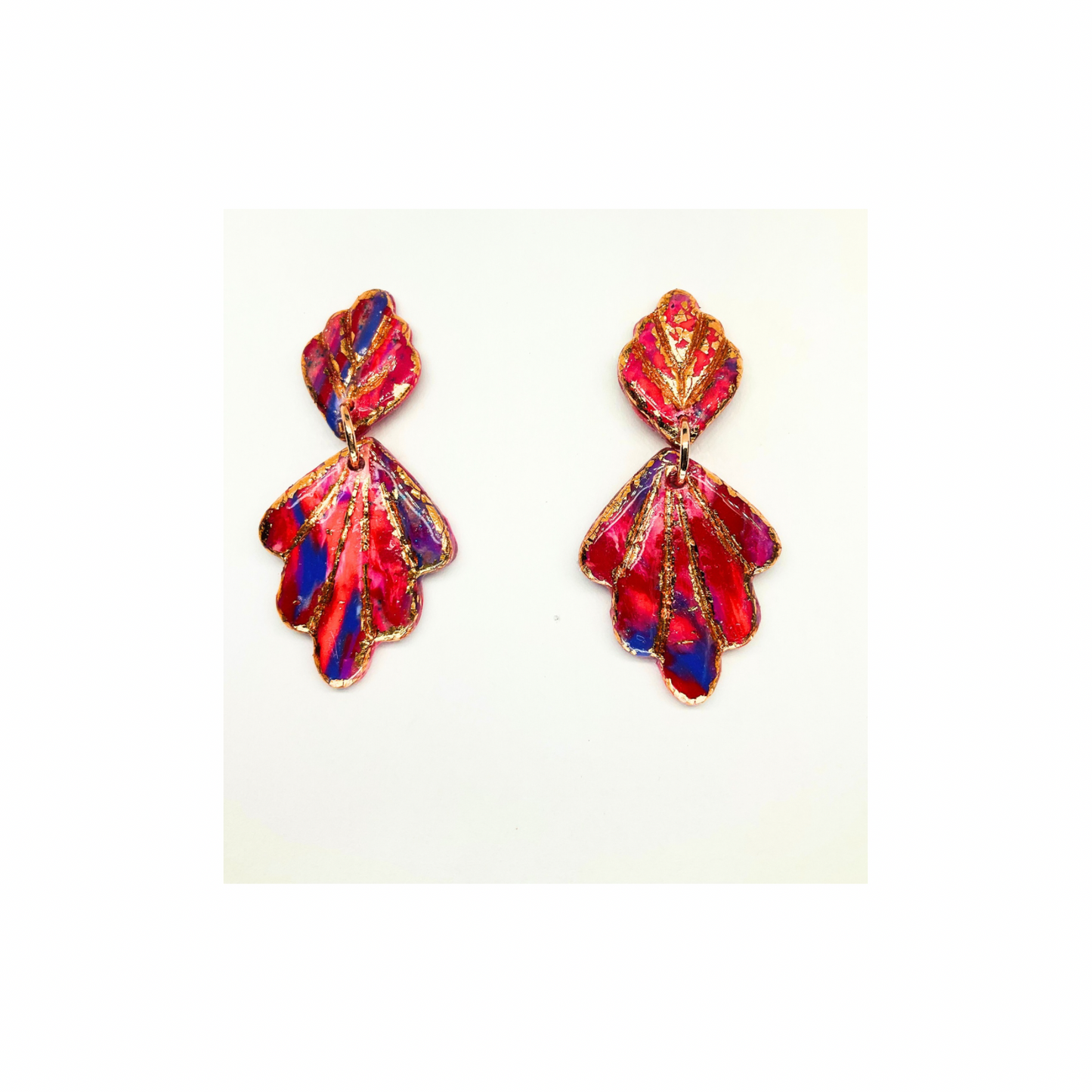 Rose Gold Collection Stud Leaf Shaped Dangle Earrings for Female - Colorful Design Women's Jewelry