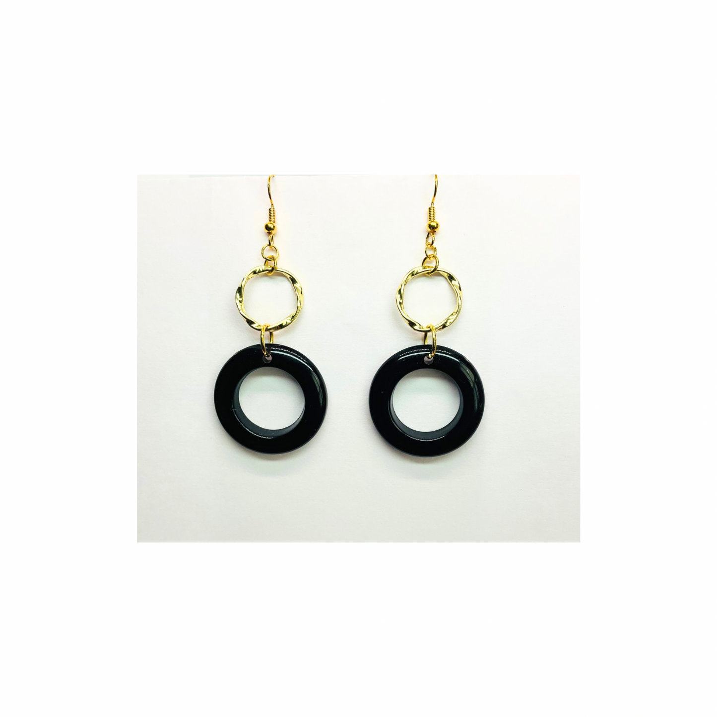 Eclipse Collection Black and Gold Circle Earrings - Elegant Minimalist Design for Women's Fashion Jewelry