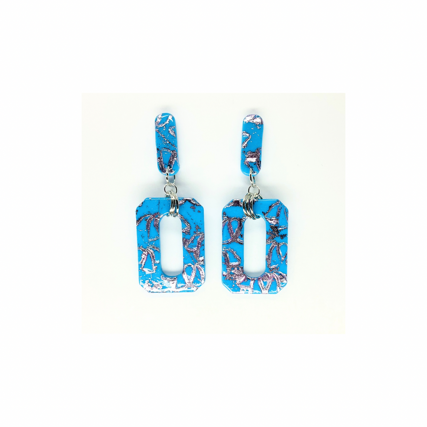 Azure Blue Rectangle Stud Dangle Earring-Crafting By BB