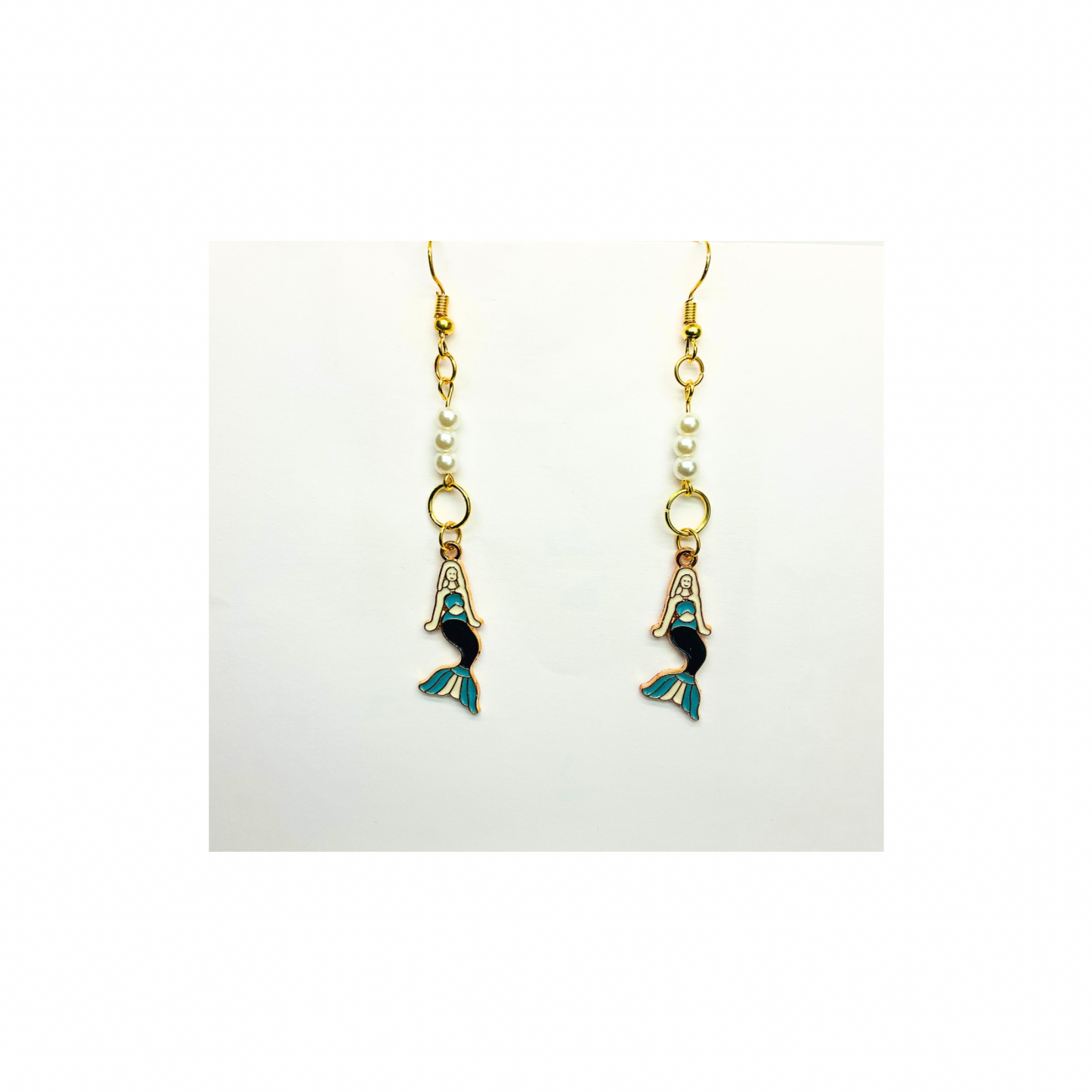 Mermaid Collection Gold Mermaid Charm Dangle Earrings