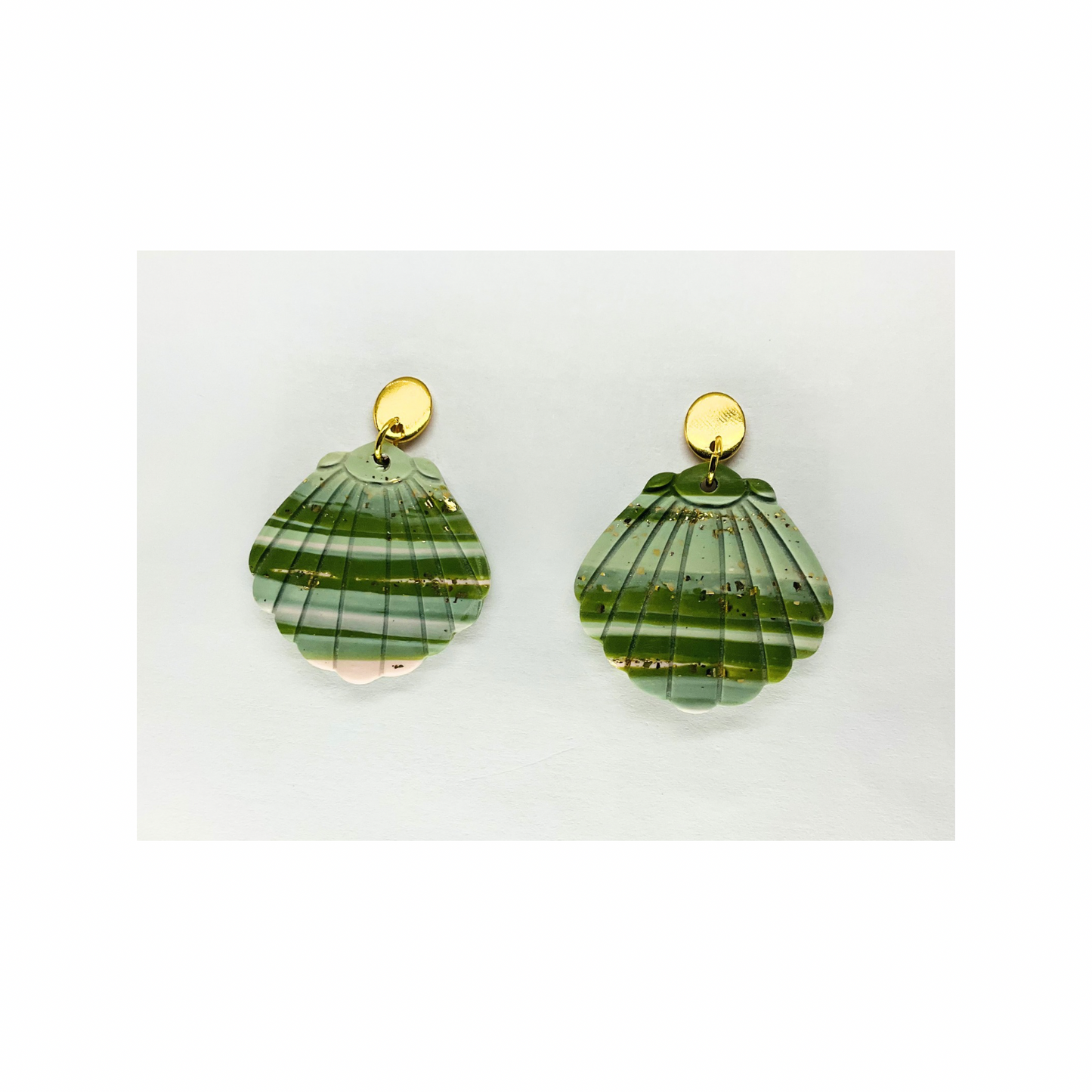 Variegated Shell Dangle with Gold Oval Stud Earring-Crafting By BB