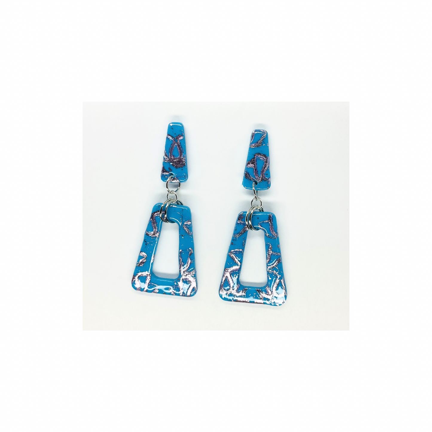 Azure Blue and Purple Stud Dangle Earring-Crafting By BB