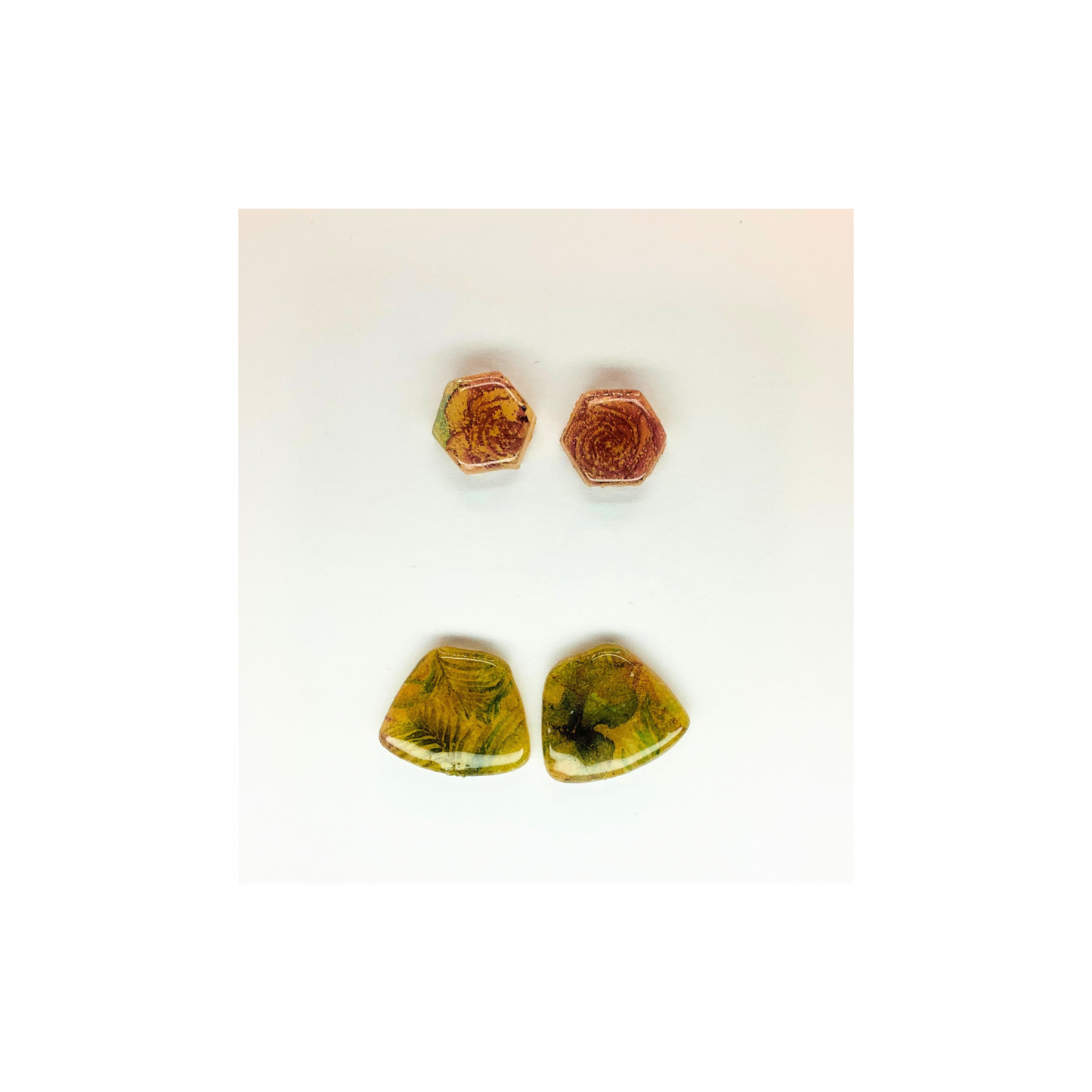 Opaque Translucent Stud with Floral Earrings
