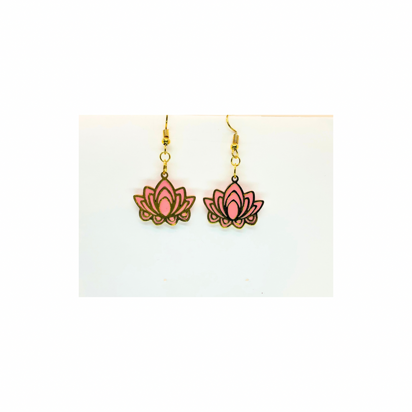 Coral Pink and Gold Flower Dangle Earring-Crafting By BB