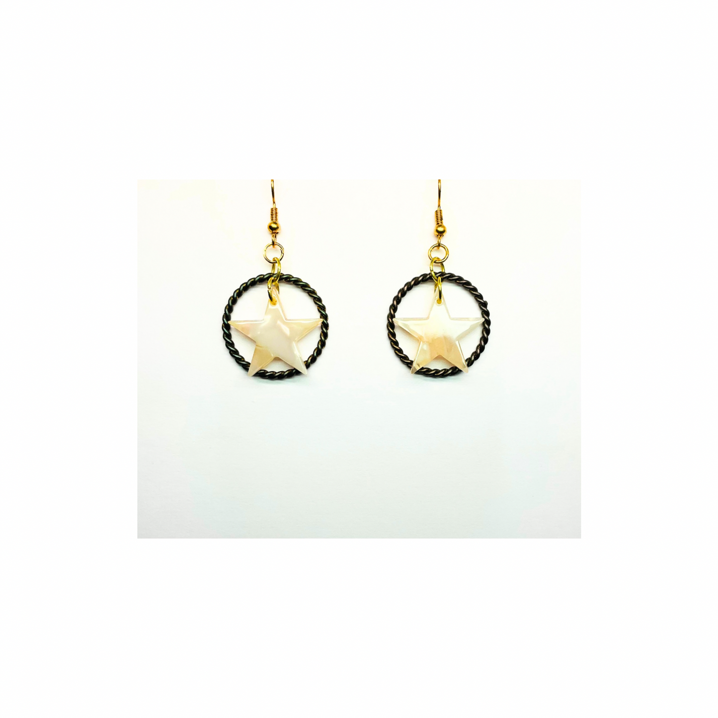 Tortoise Collection Cream Star Dangle Earring - Elegant Female Jewelry with Unique Star Design & Dangle Style