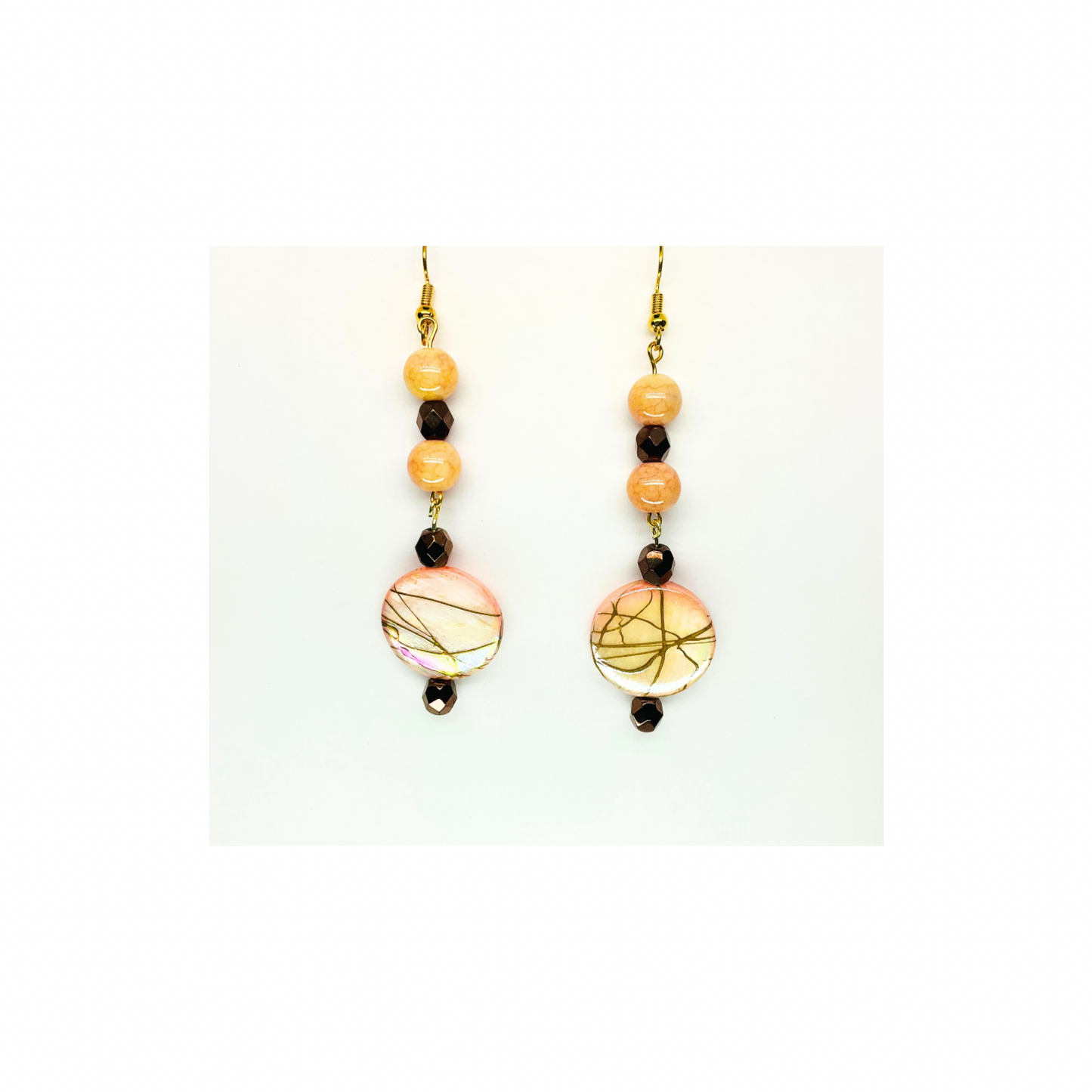 Rose Gold Collection Round Rose Shimmer Bead Dangle Earring for Female with Unique Design Elements