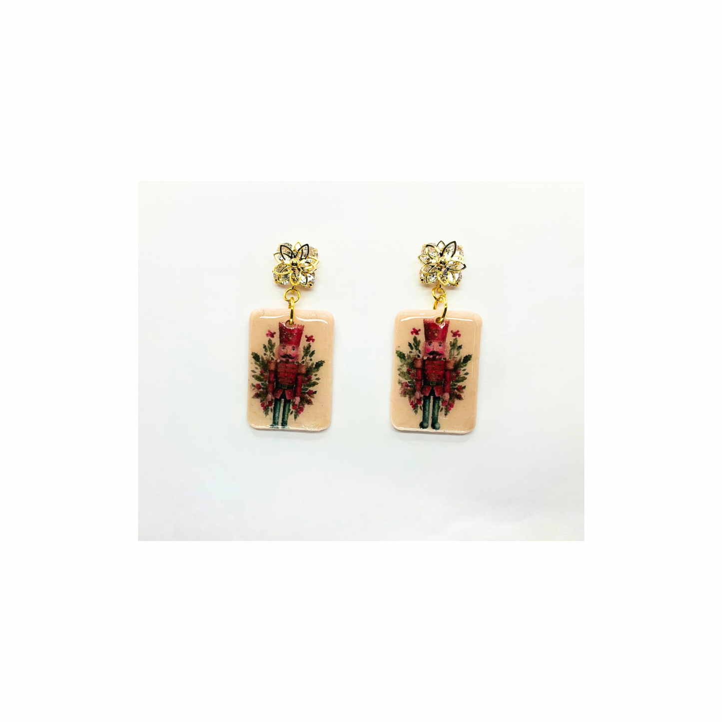 Nutcracker Dangle Earrings with Rhinestone Star Studs – Festive Holiday Accessory for Women, Perfect Christmas Gift