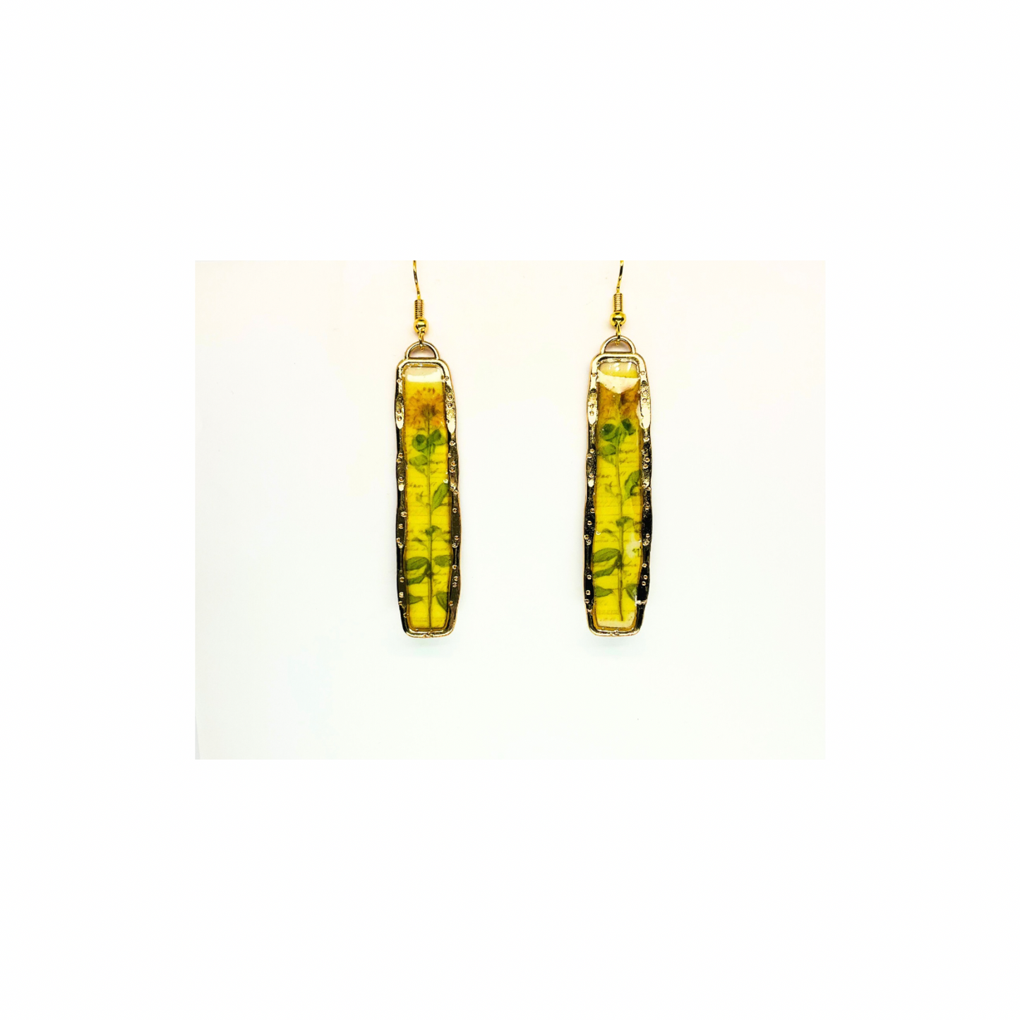 French Garden Collection Gold Bar Flower Dangle Earring