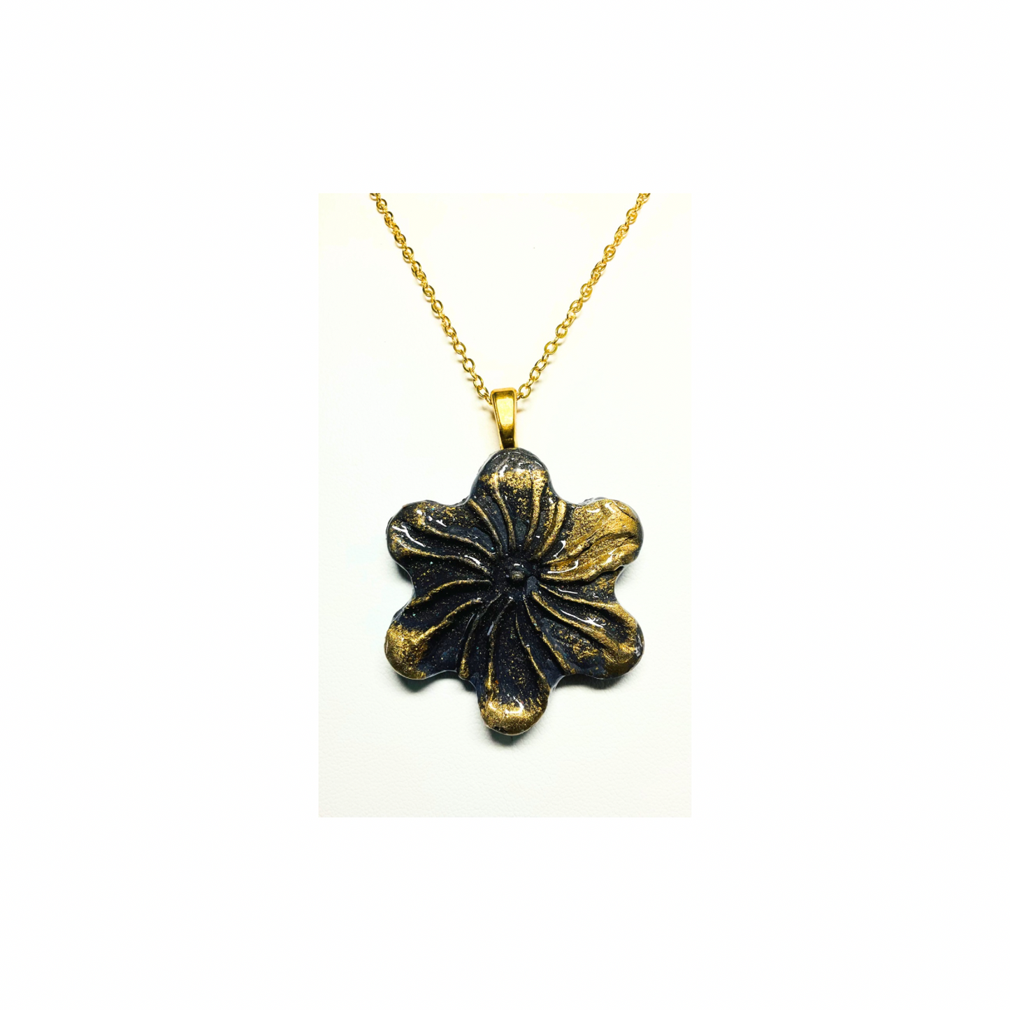 Dark Gray and Gold 142 Pinwheel Pendant Necklace with Unique Design and 18-inch Chain