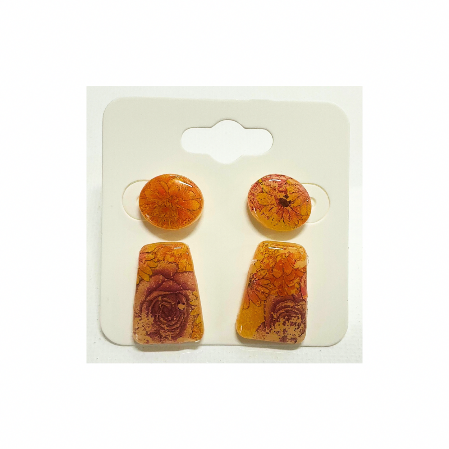 Translucent Flower Stud Set of Two Earrings