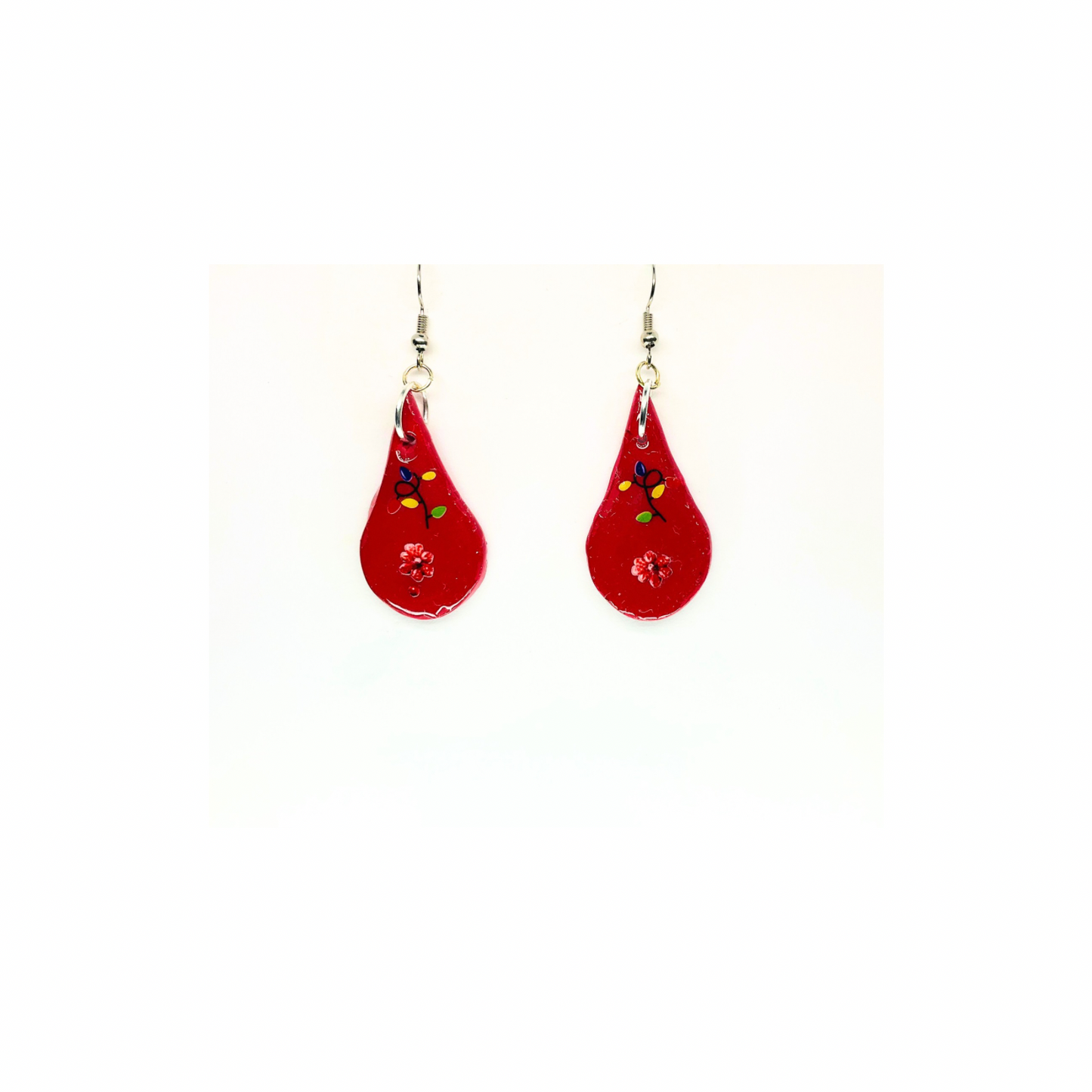 Christmas in July Collection Red Teardrop with Lights Dangle Earrings Featuring Festive Design