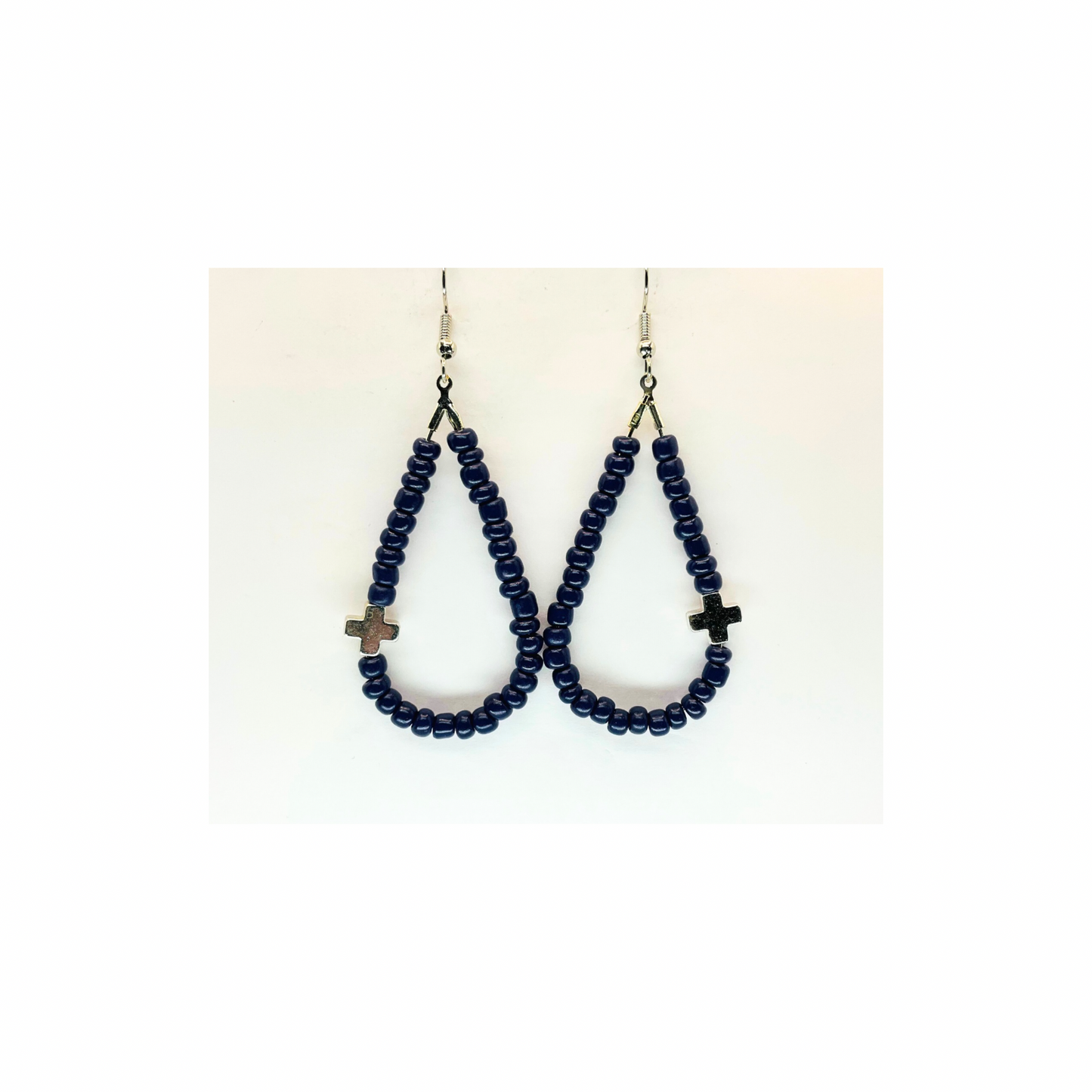 Deep Purple Teardrop Dangle Cross Earring
