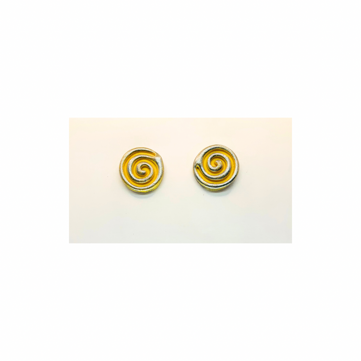 Yellow Circle Swirl with Silver Stud Earrings