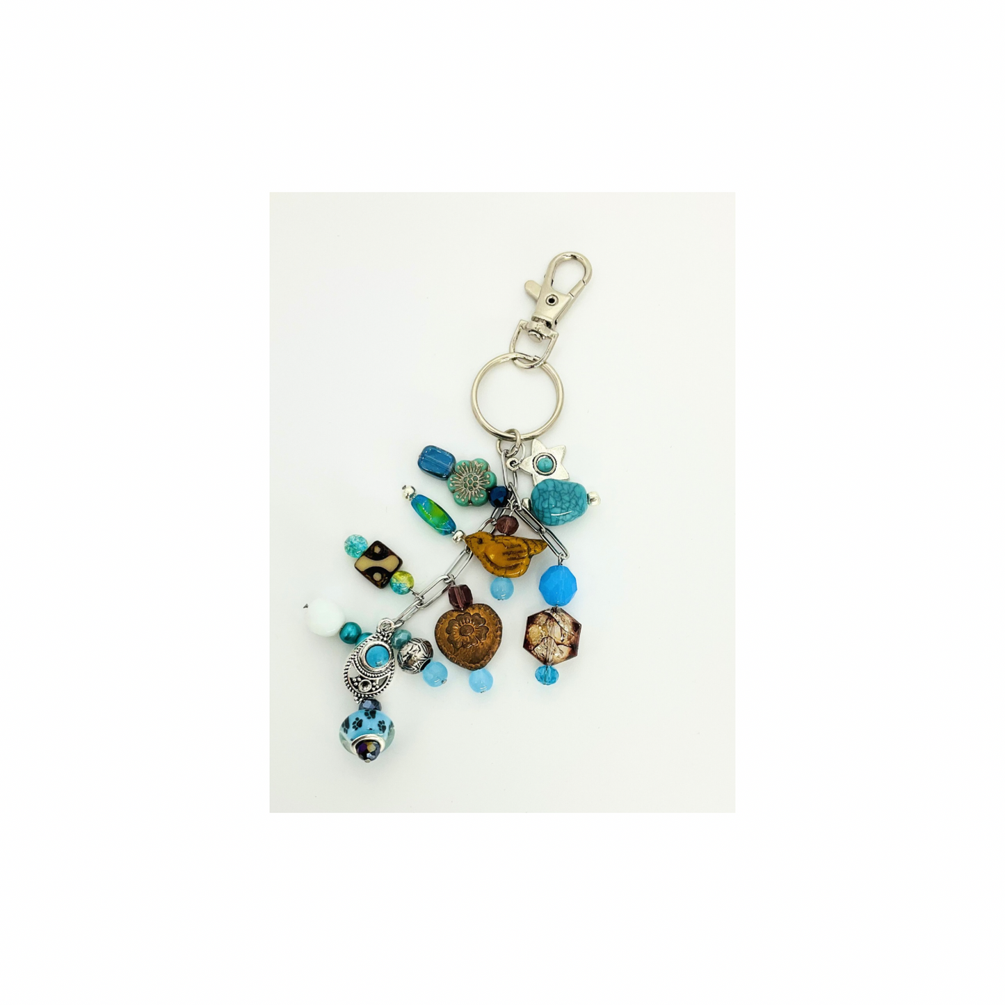 Beaded Purse Charm in Blue and Brown-Crafting By BB