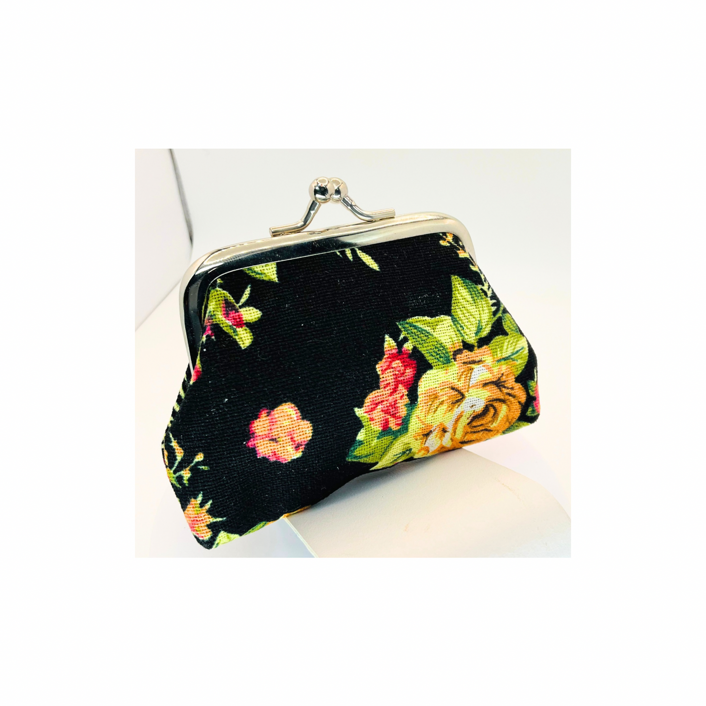 Black Floral Coin Purse-Crafting By BB