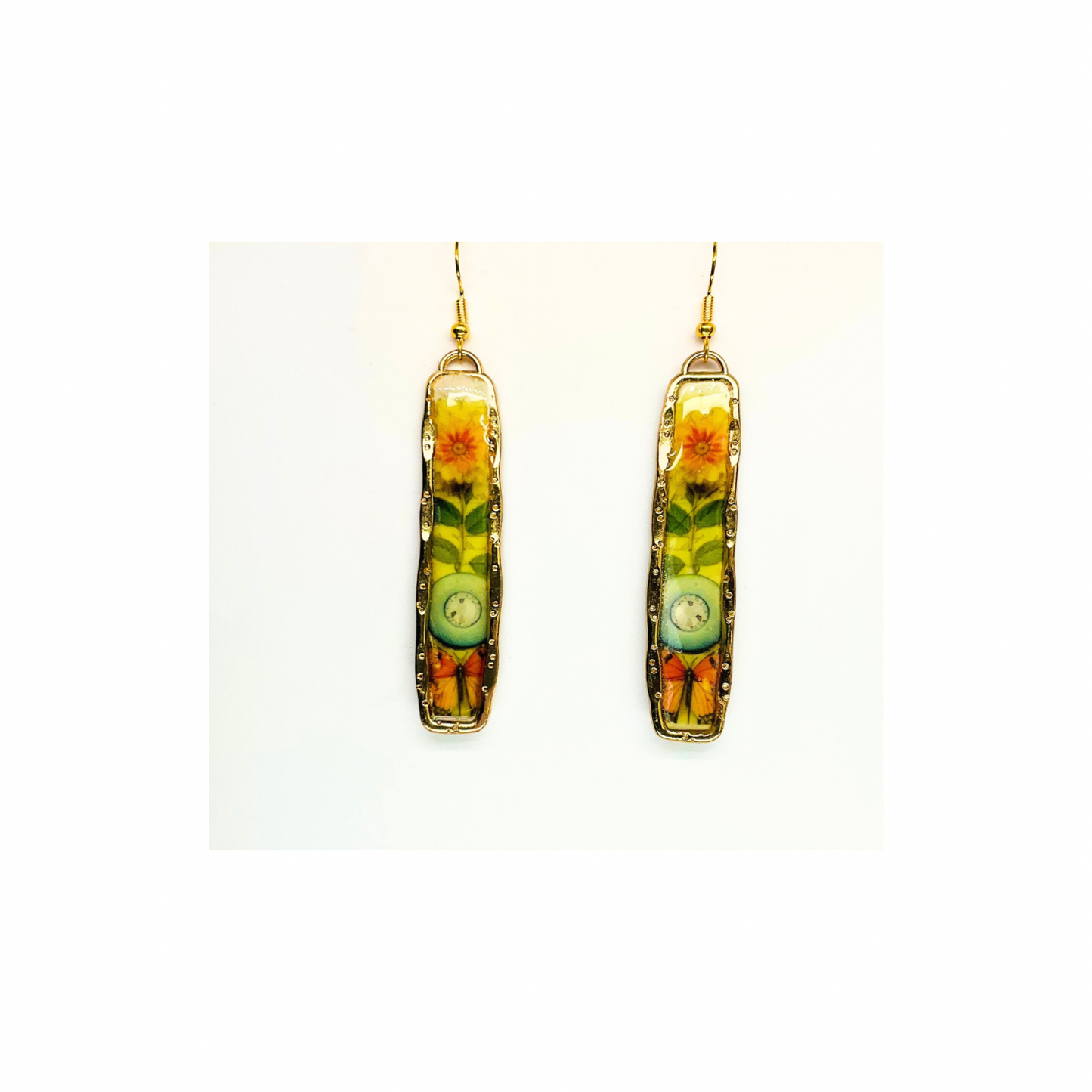 French Garden Collection Gold Bar Floral Dangle Earring