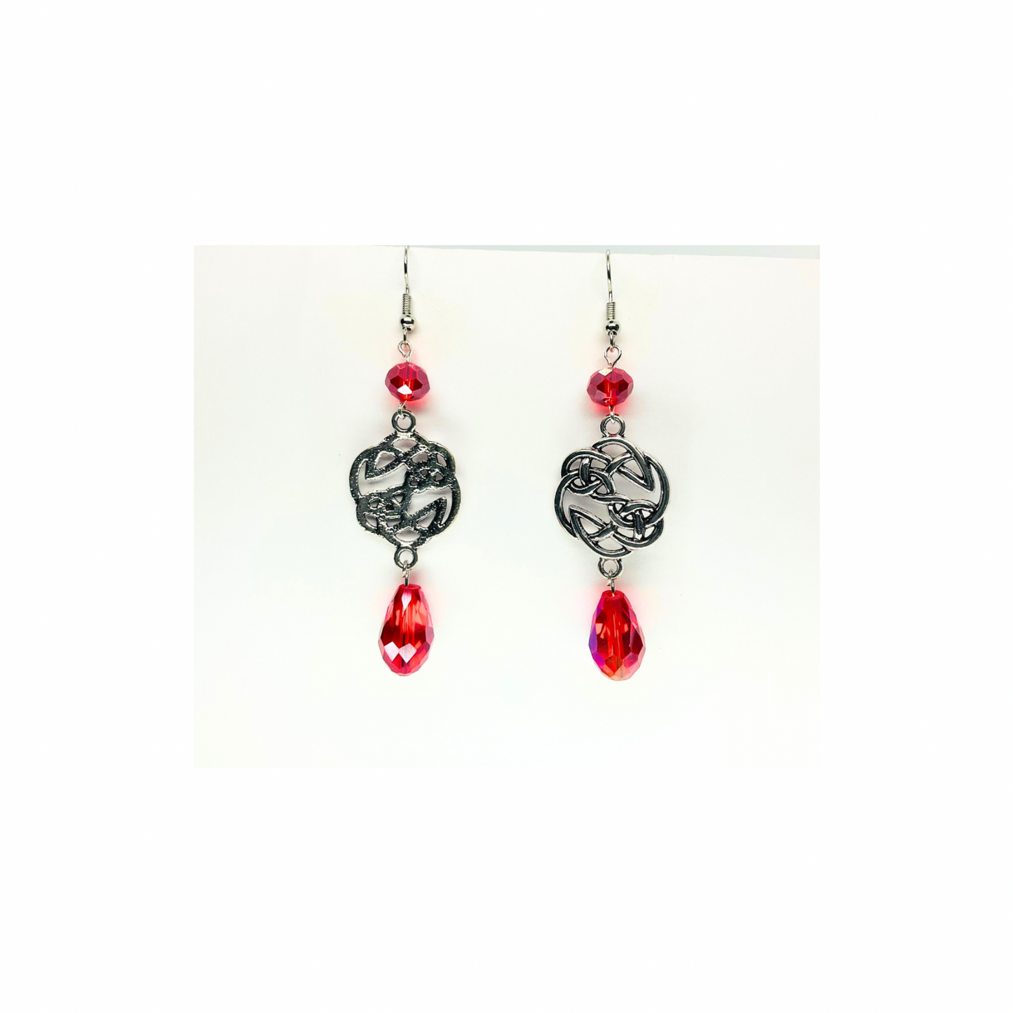 Crystal Chandelier Collection Teardrop Dangle Earrings for Female with Red Beads and Unique Design