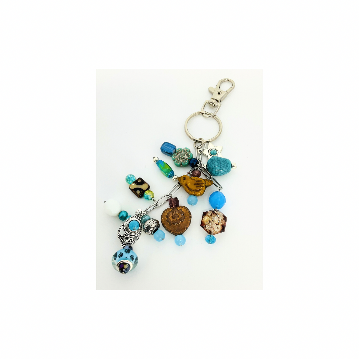 Beaded Purse Charm in Blue and Brown-Crafting By BB