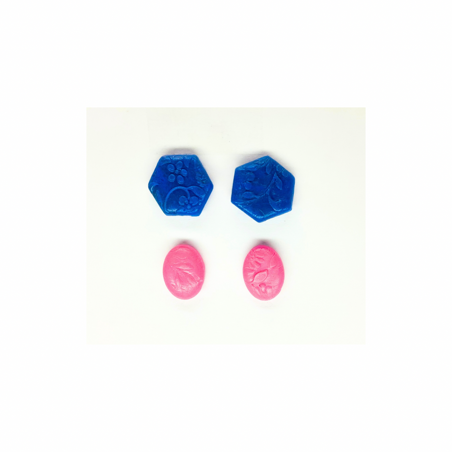 Pink Oval and Blue Hexagon Stud Earrings-Crafting By BB