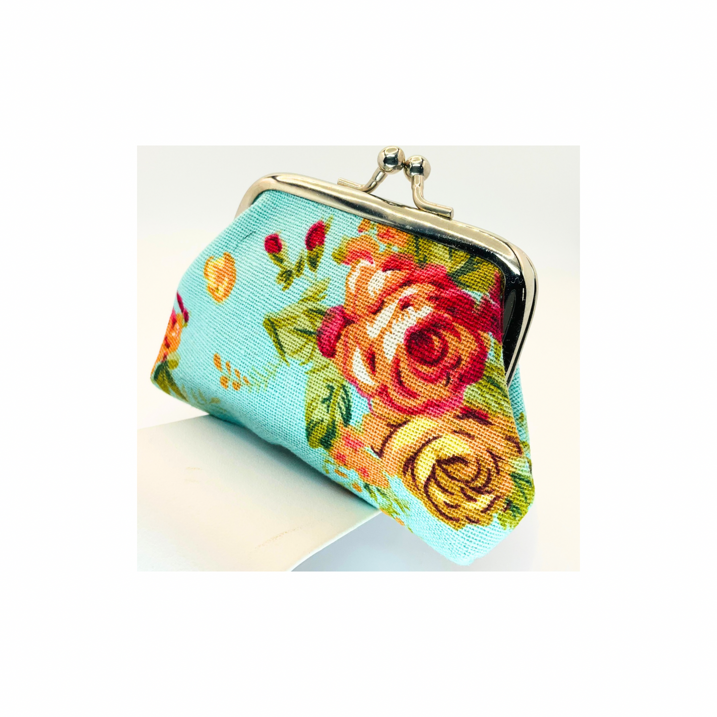 Turquoise Floral Coin Purse