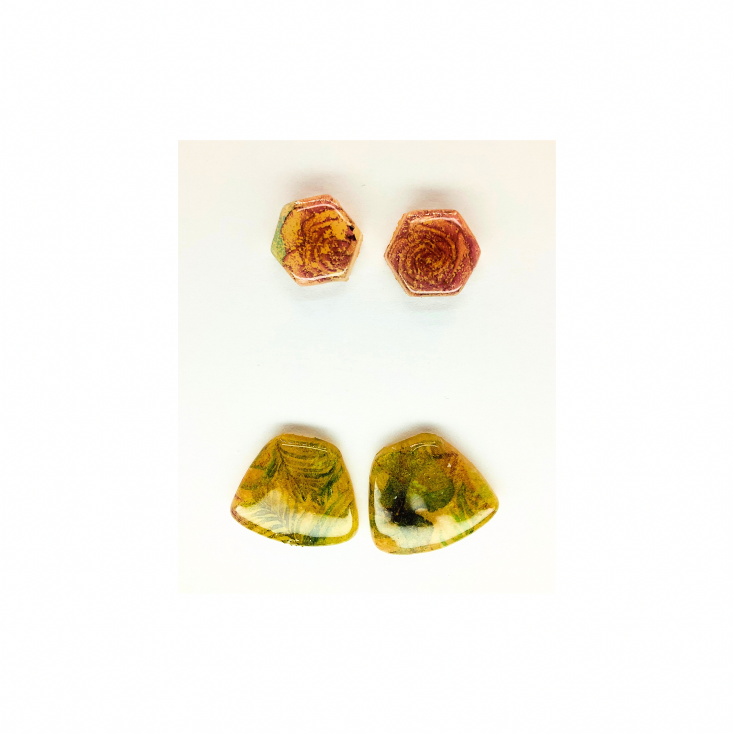 Opaque Translucent Stud with Floral Earrings