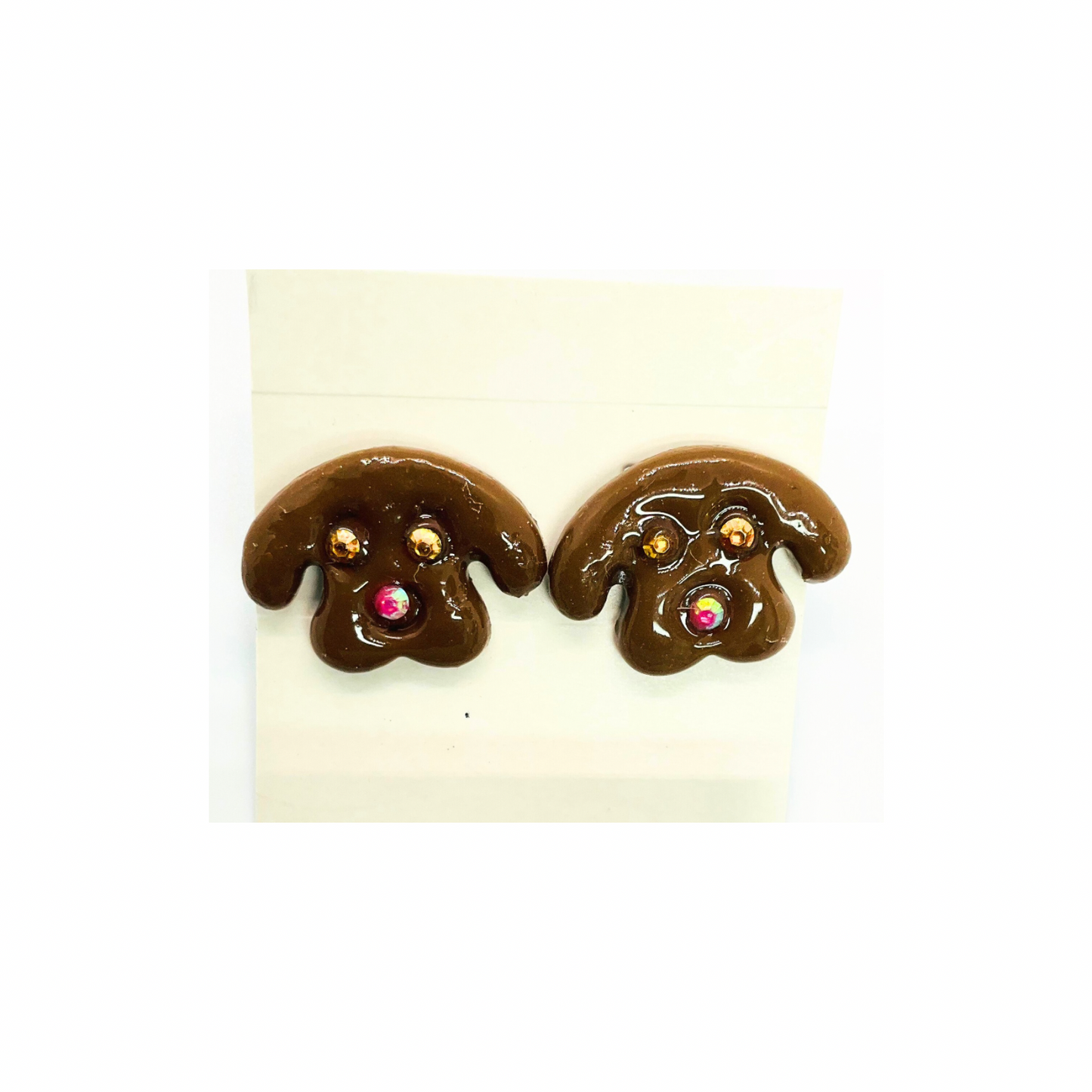 Doggie Stud Earrings Set of Two with Rhinestone Eyes