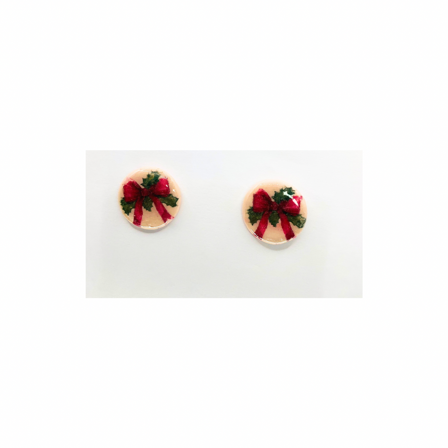 Holly Red Bow Stud Earrings - Vibrant Festive Design