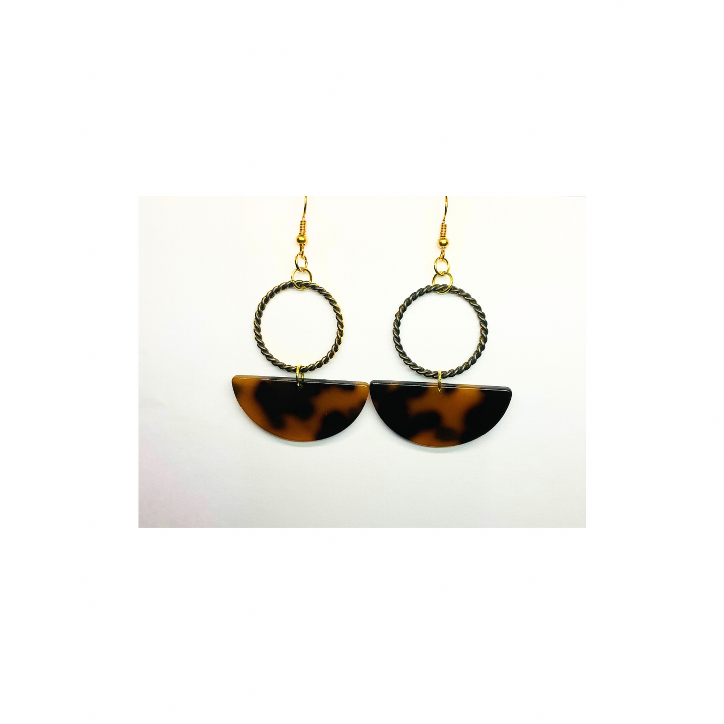 Tortoise Collection Dark Brown Half Moon Dangle Earring - Unique Modern Chic Design for Women's Fashion Jewelry
