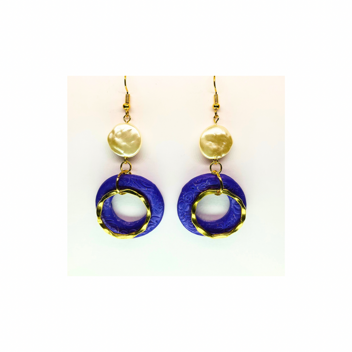 Deep Purple and Gold with Pearl Bead Dangle Earrings for Female Fashion Accessories