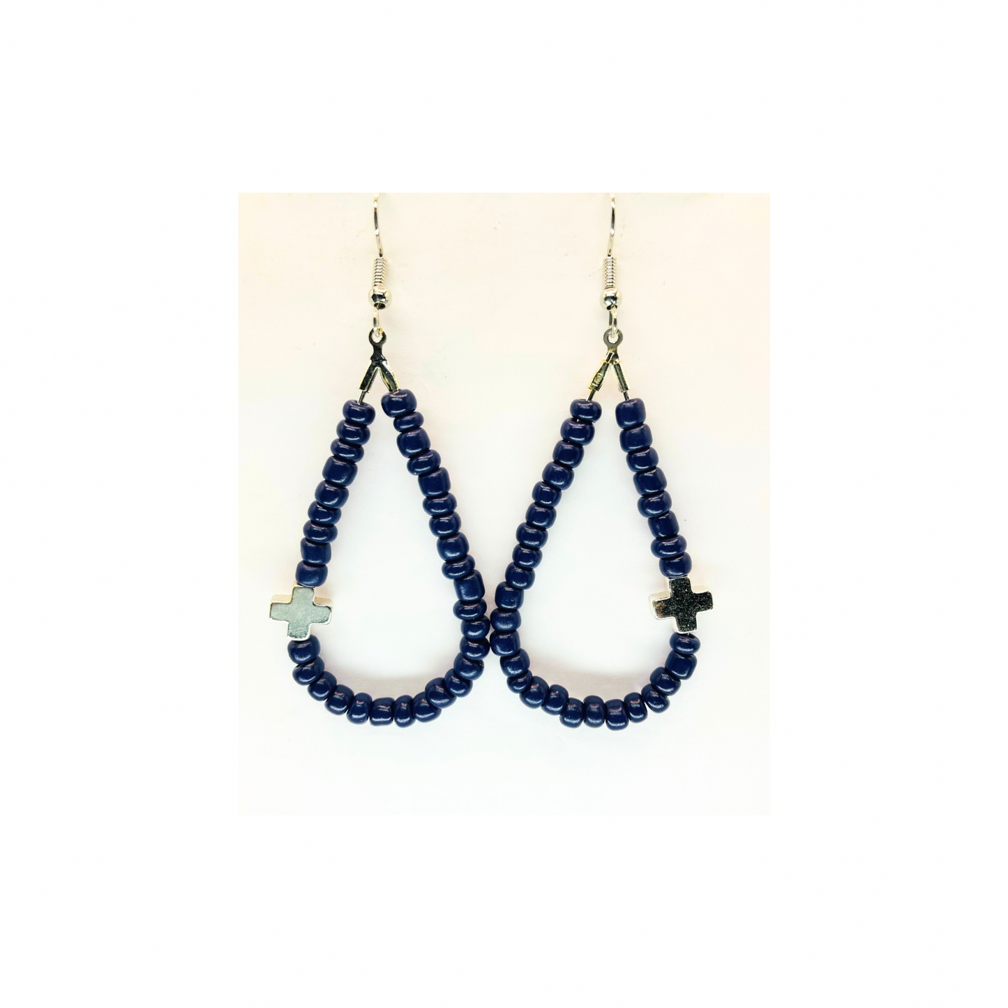 Deep Purple Teardrop Dangle Cross Earring