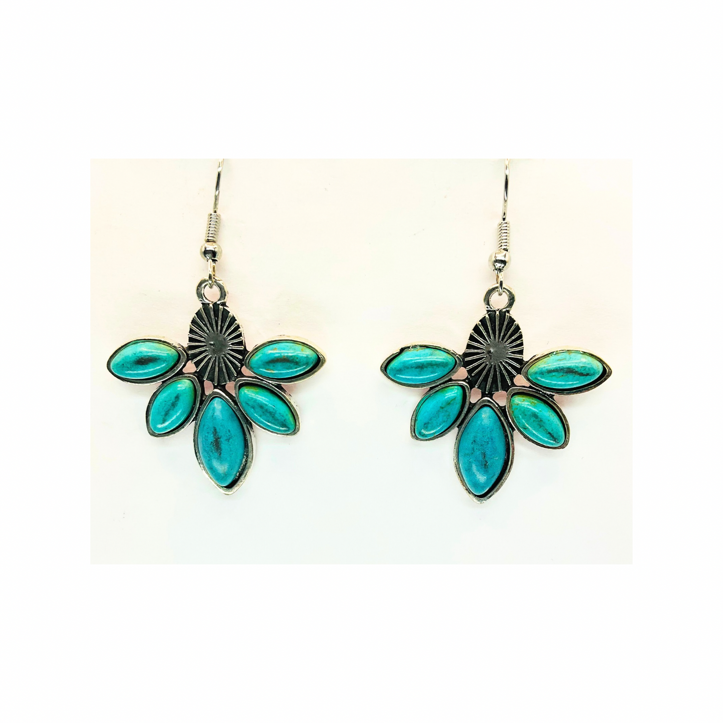 Turquoise and Silver Boho Western Dangle Earrings