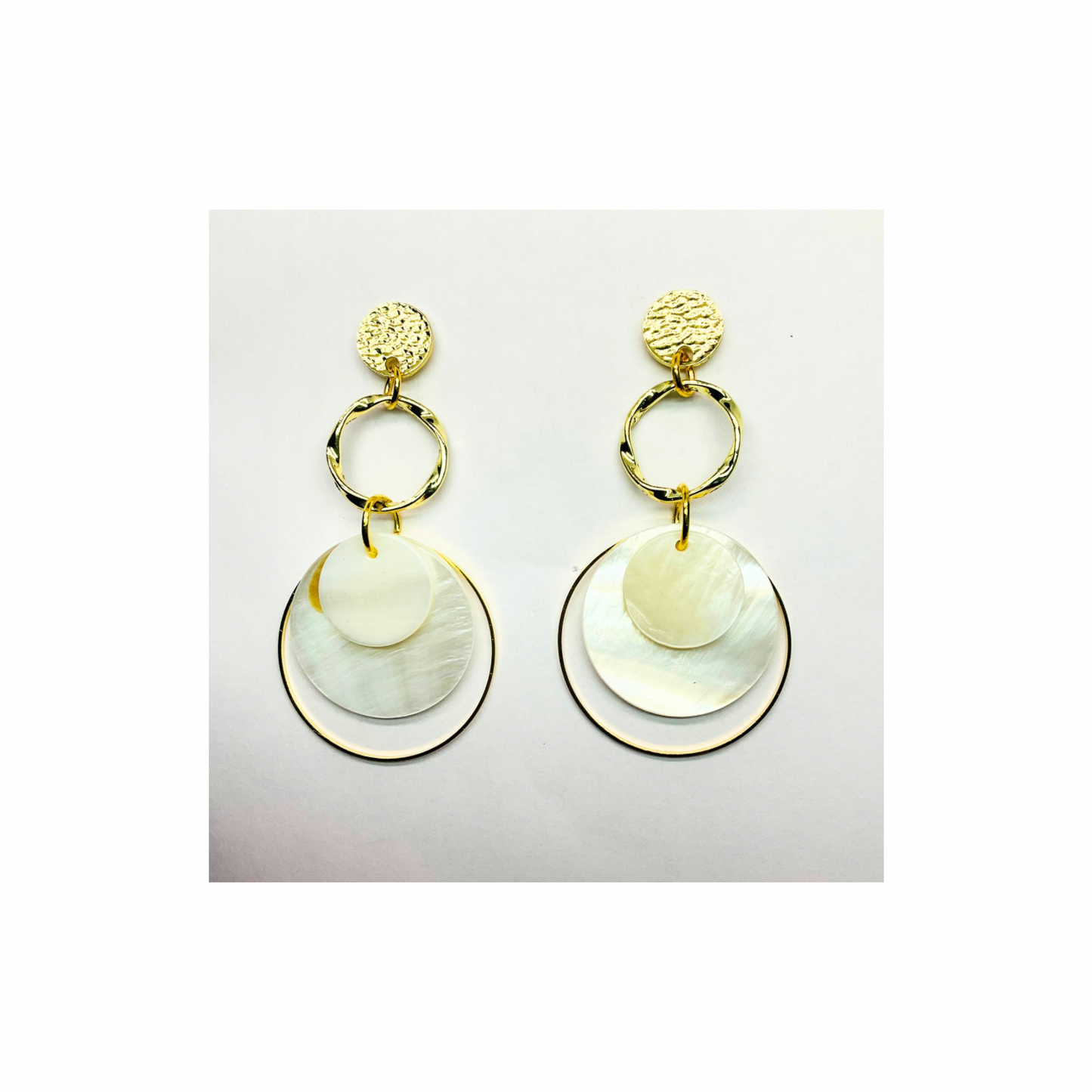 Spot Cream and Gold Collection with Gold Circle Stud Dangle Earrings