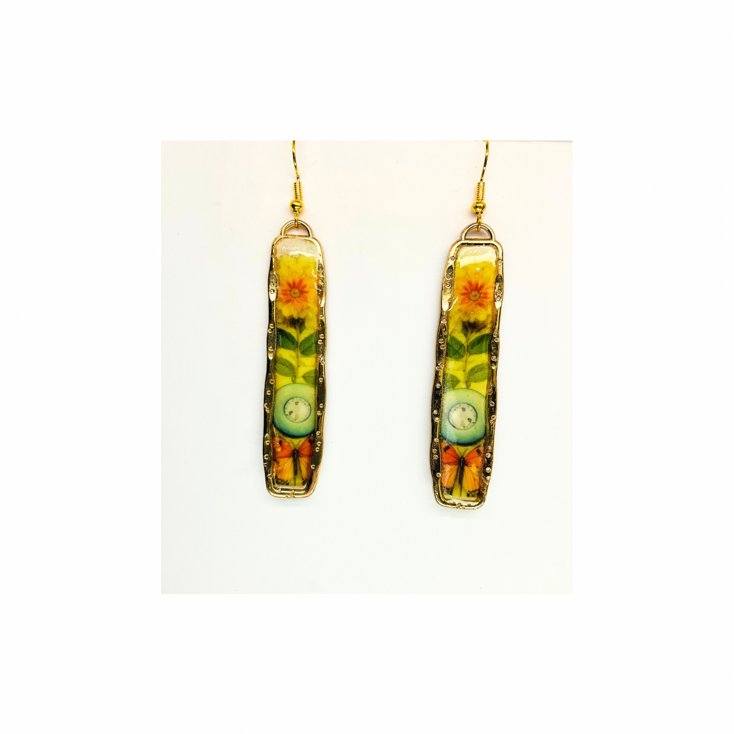 French Garden Collection Gold Bar Floral Dangle Earring