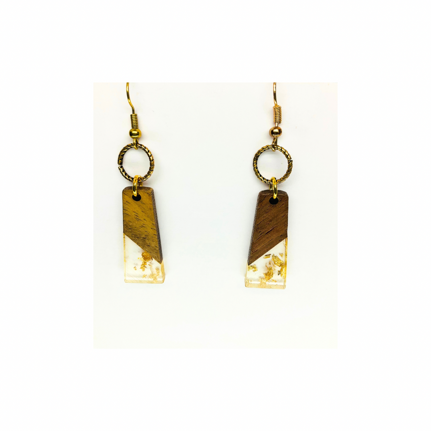 Boho Wood Collection Dangle Earrings for Female - Unique Design with Gold Accents and Wooden Elements
