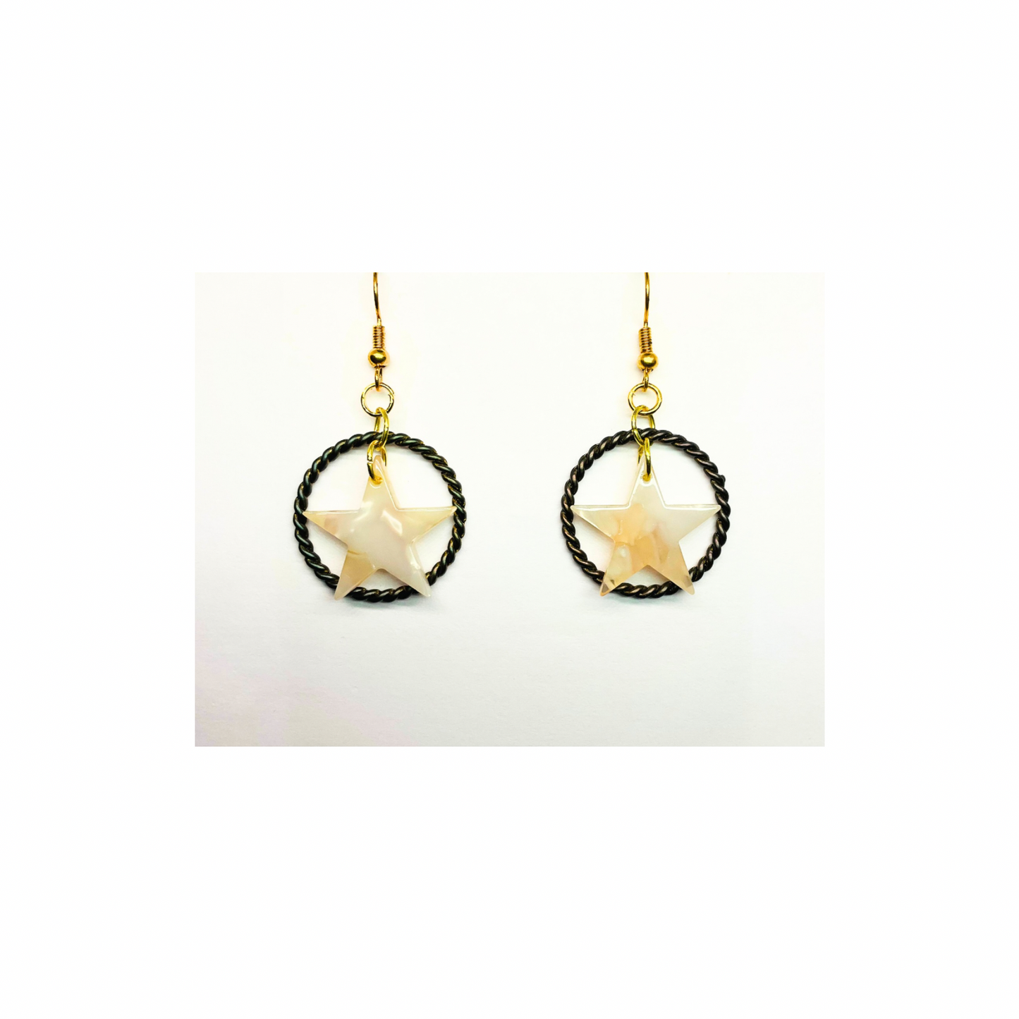 Tortoise Collection Cream Star Dangle Earring - Elegant Female Jewelry with Unique Star Design & Dangle Style