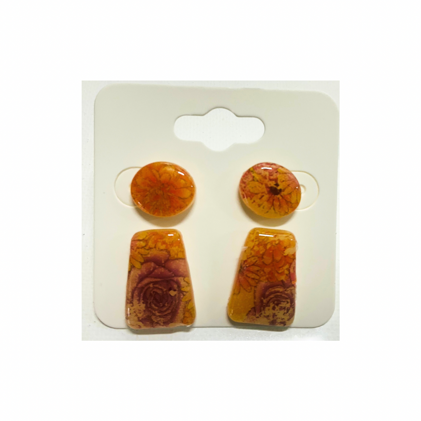 Translucent Flower Stud Set of Two Earrings