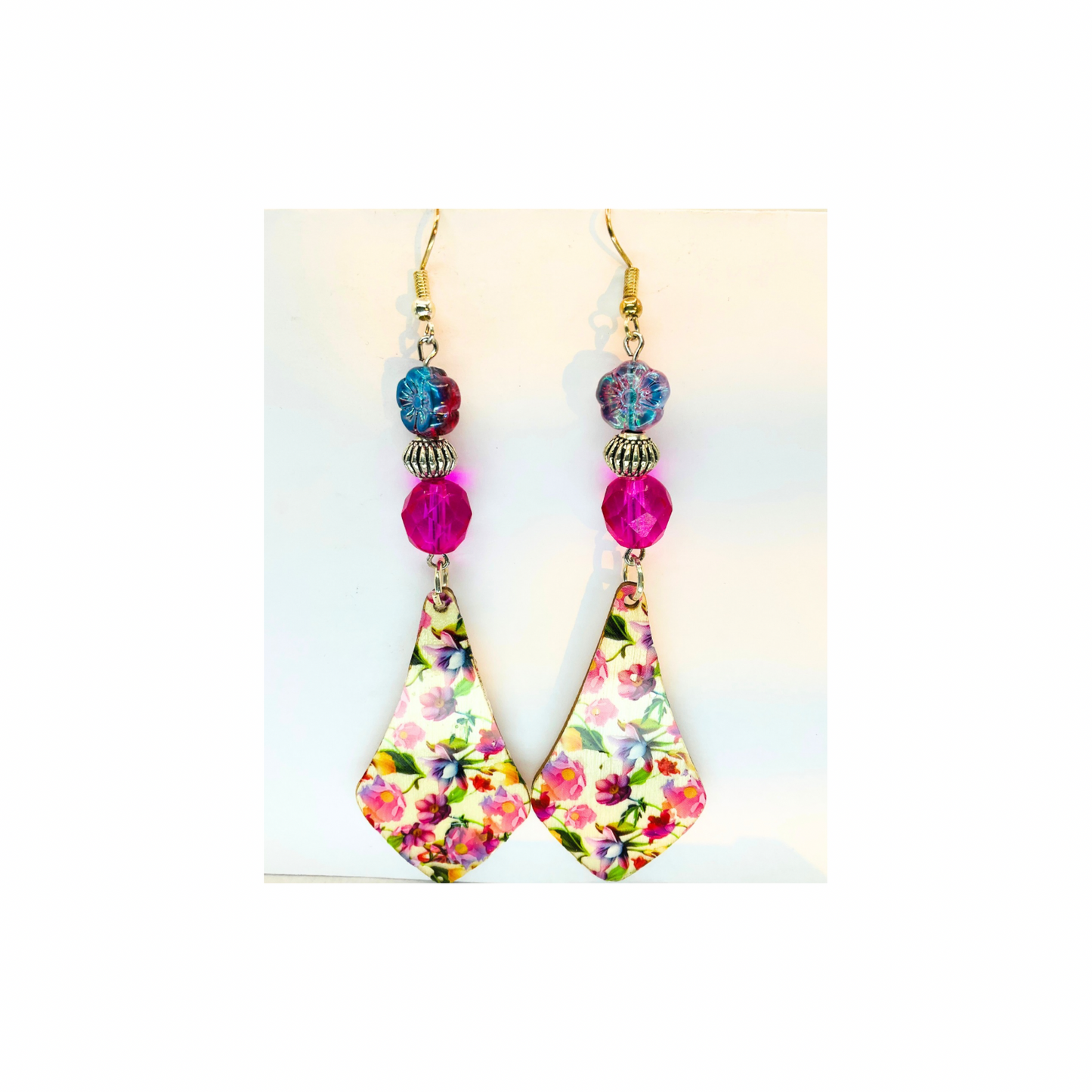 Boho Style French Garden Wood Dangle Earring