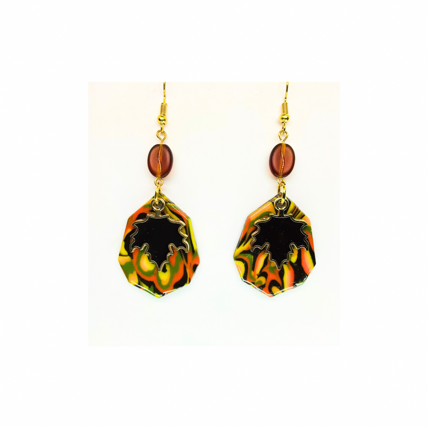 Fall Collection Brown Leaf Dangle Earring - Elegant Brown Leaf Motif & Dangle Style for Everyday Wear & Special Events
