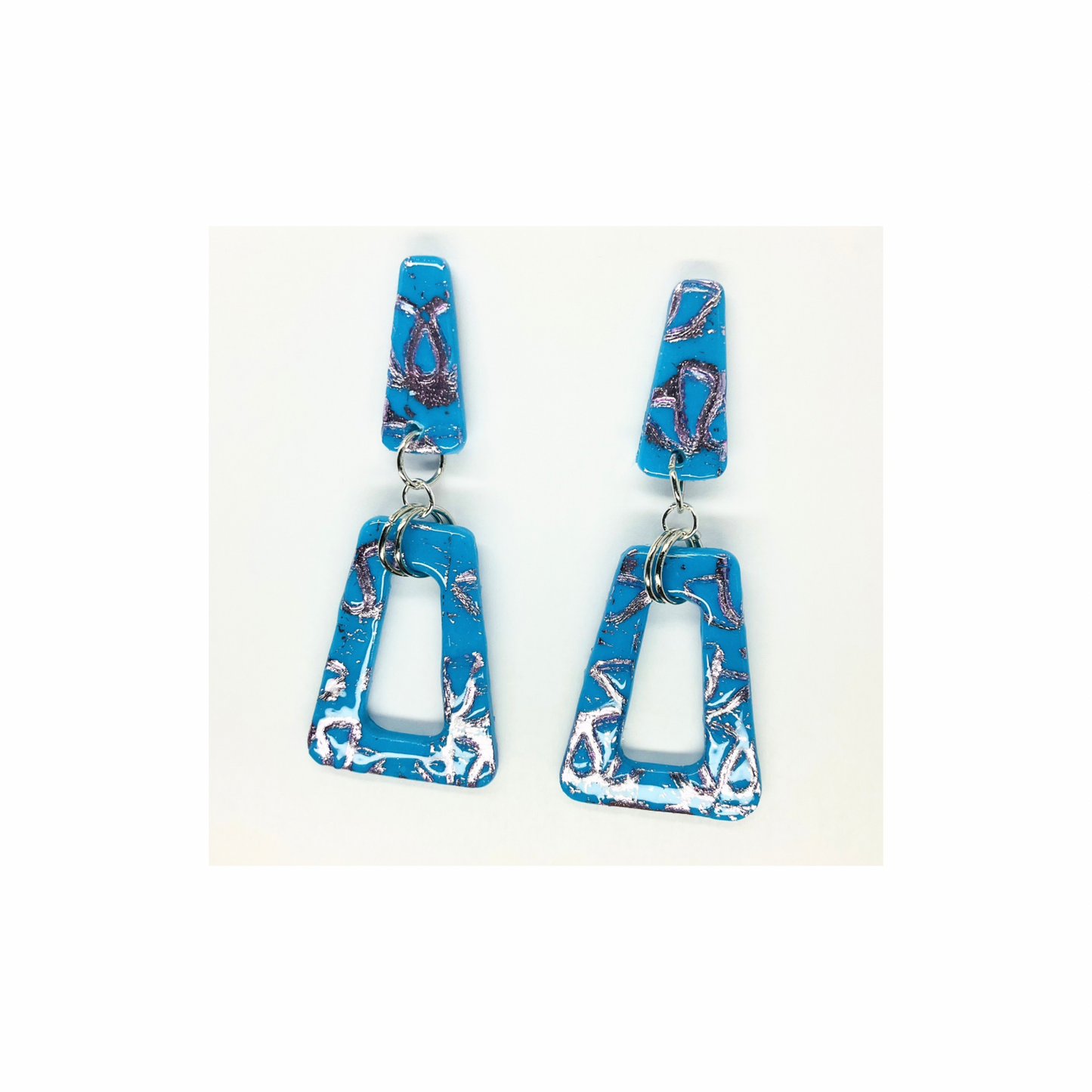 Azure Blue and Purple Stud Dangle Earring-Crafting By BB