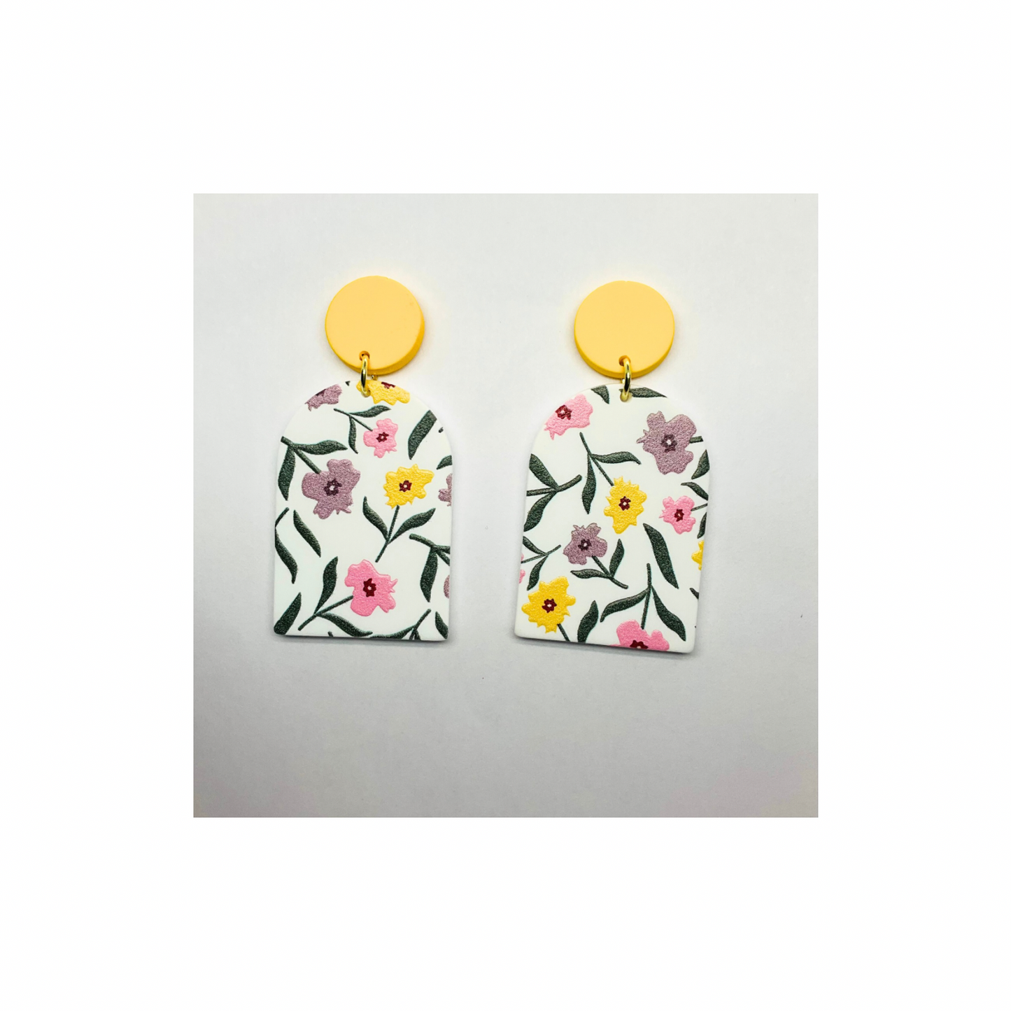 Yellow Floral Stud Dangle Earring