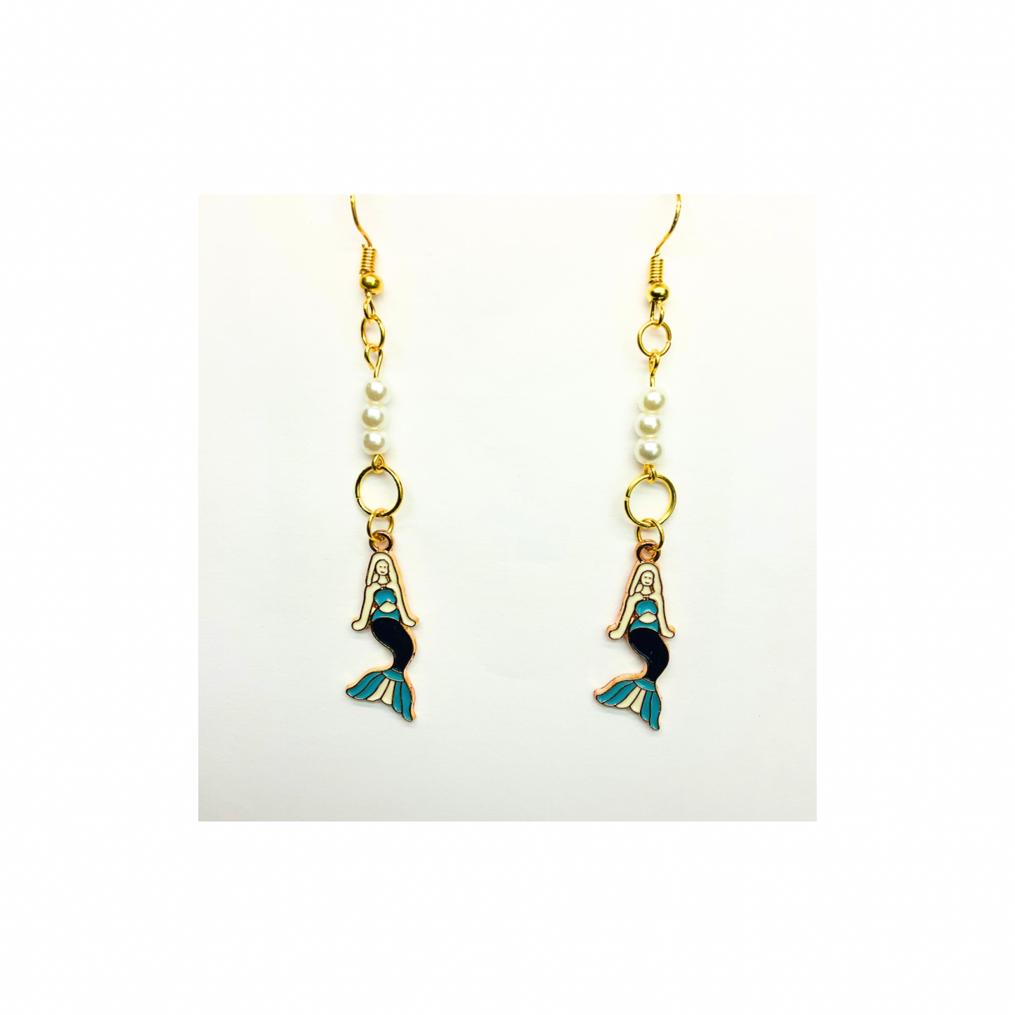Mermaid Collection Gold Mermaid Charm Dangle Earrings