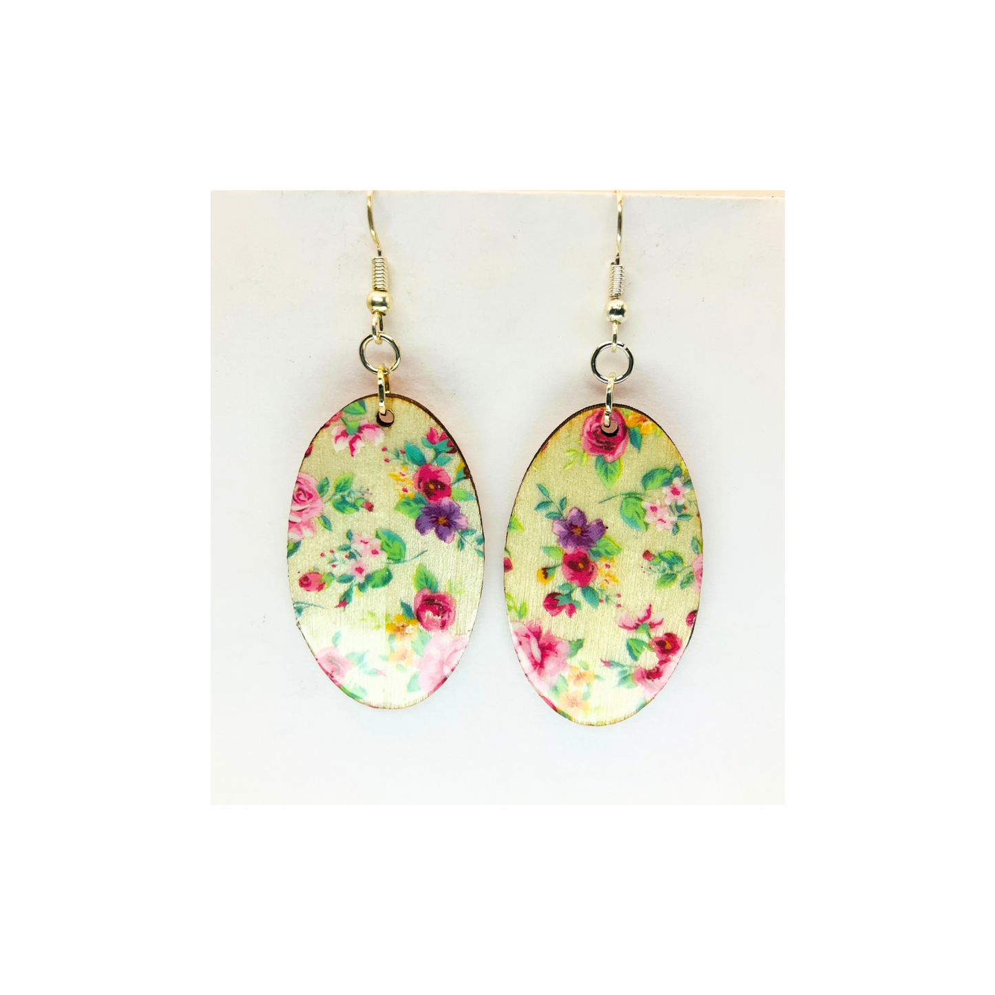 Floral Lightweight Wood Dangle Earring