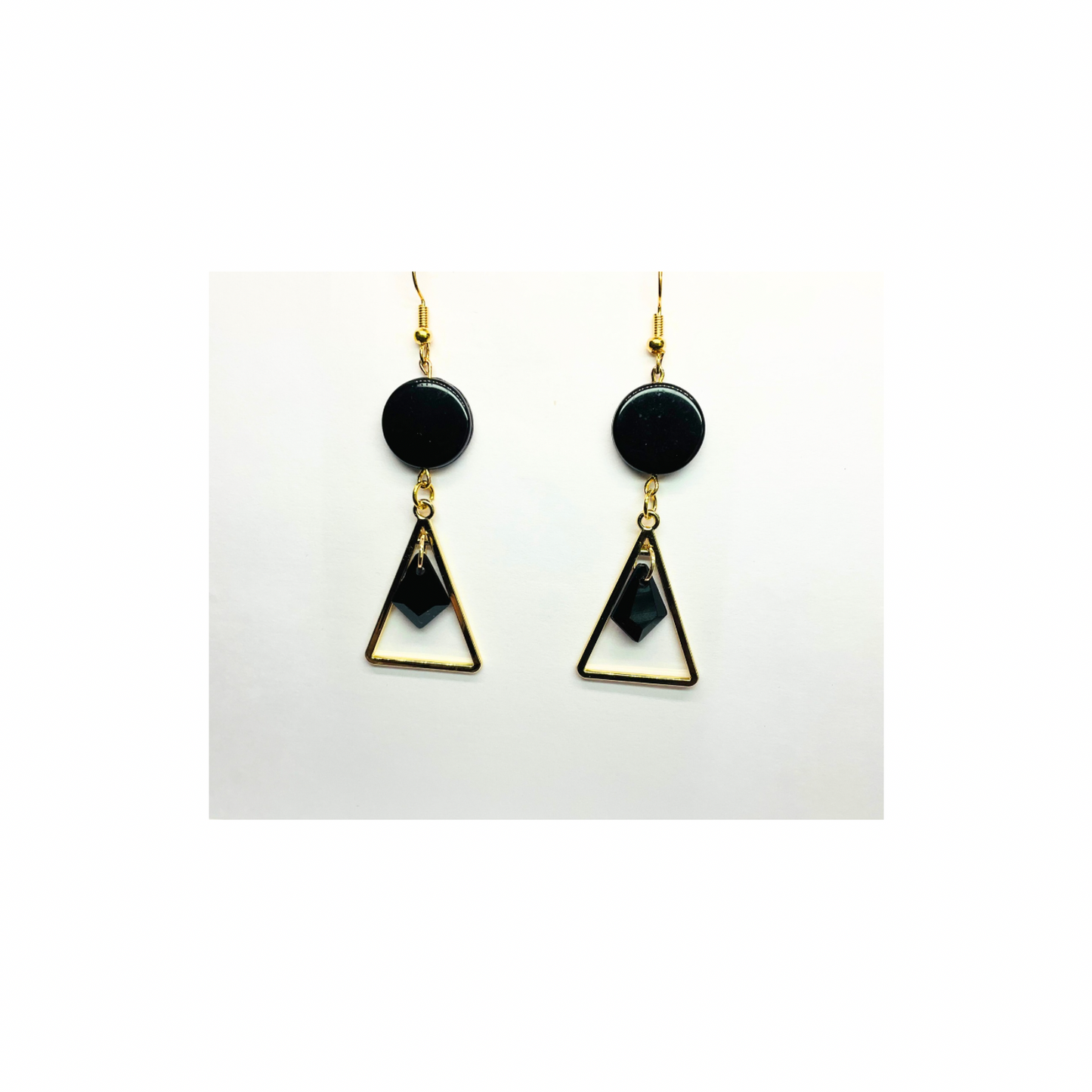 Eclipse Collection Black and Gold Triangle Dangle Earring - Elegant & Versatile Fashion Accessory for Women