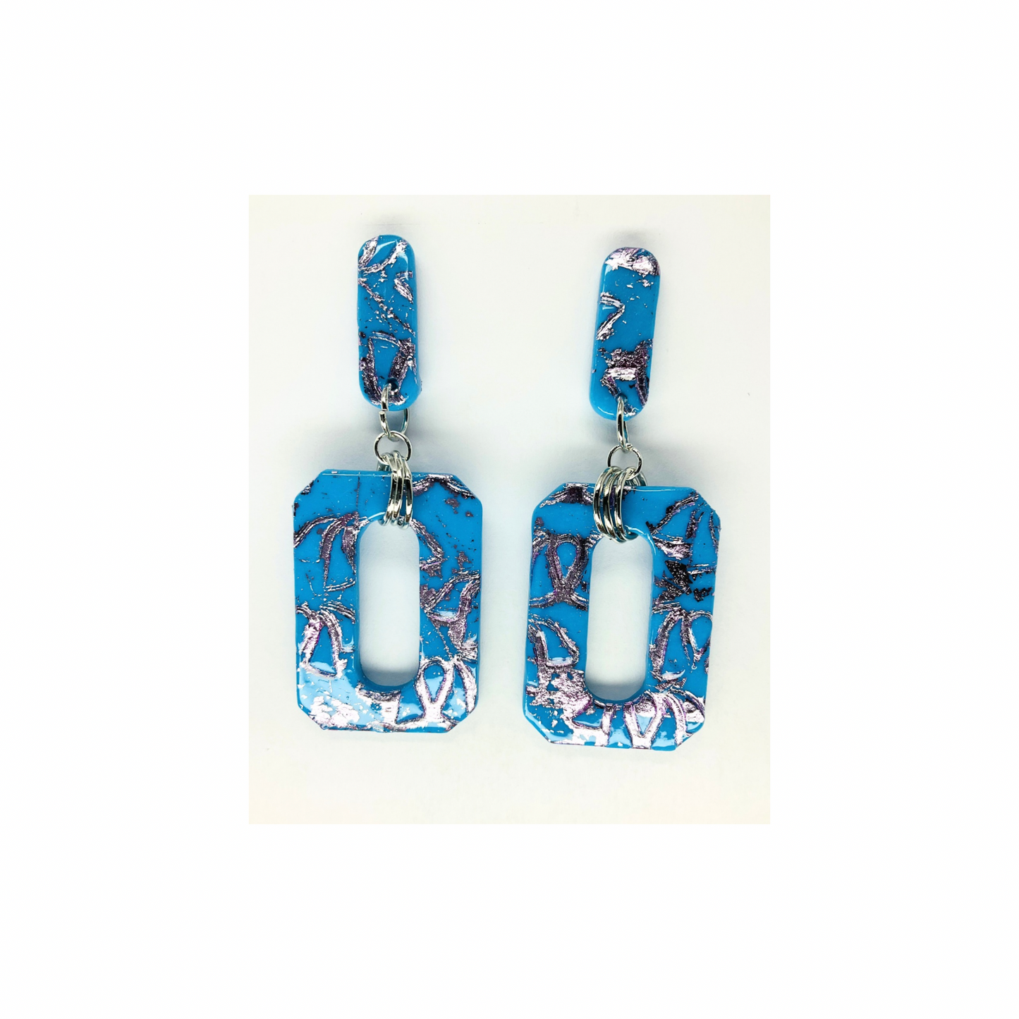 Azure Blue Rectangle Stud Dangle Earring-Crafting By BB