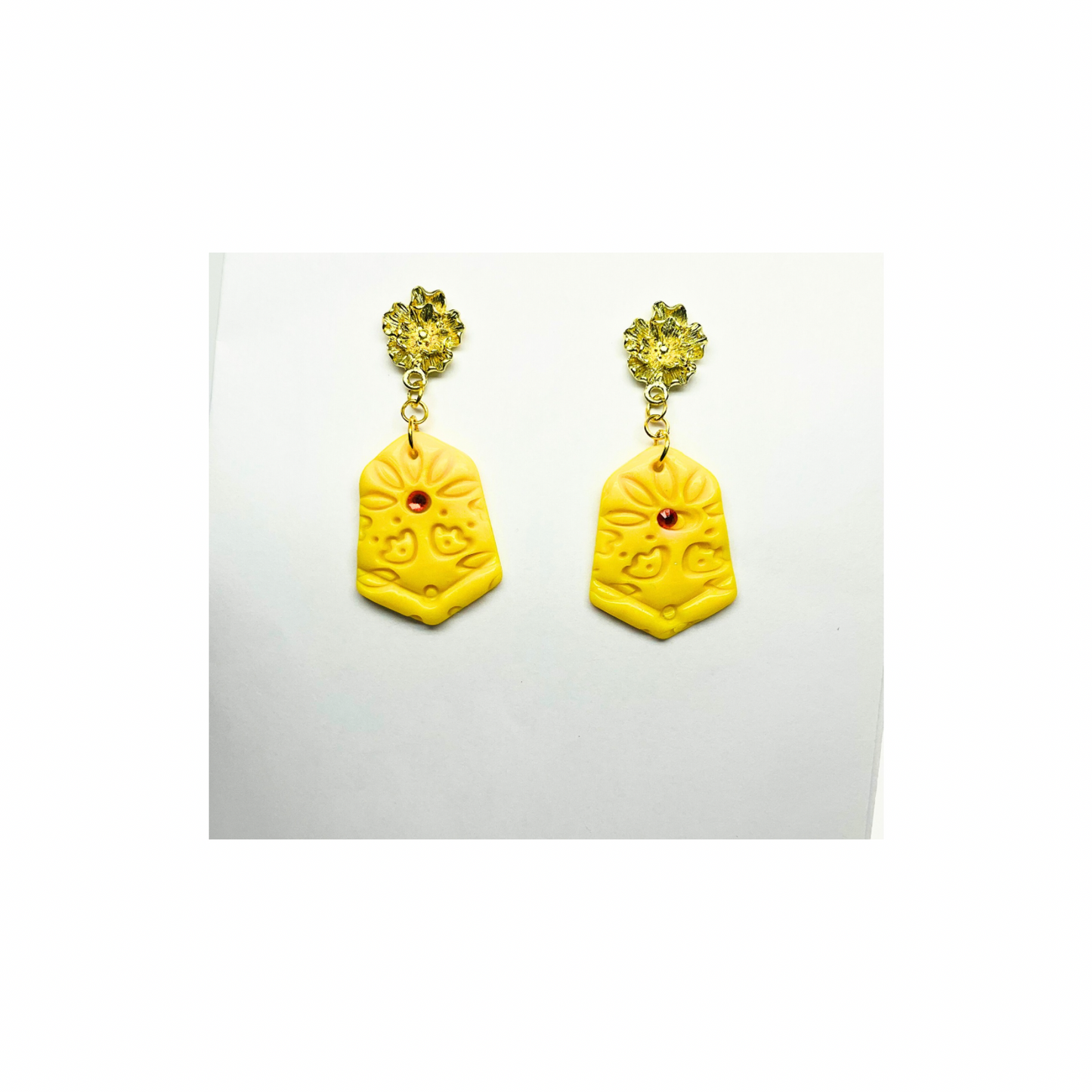Yellow and Gold Dangle Earring