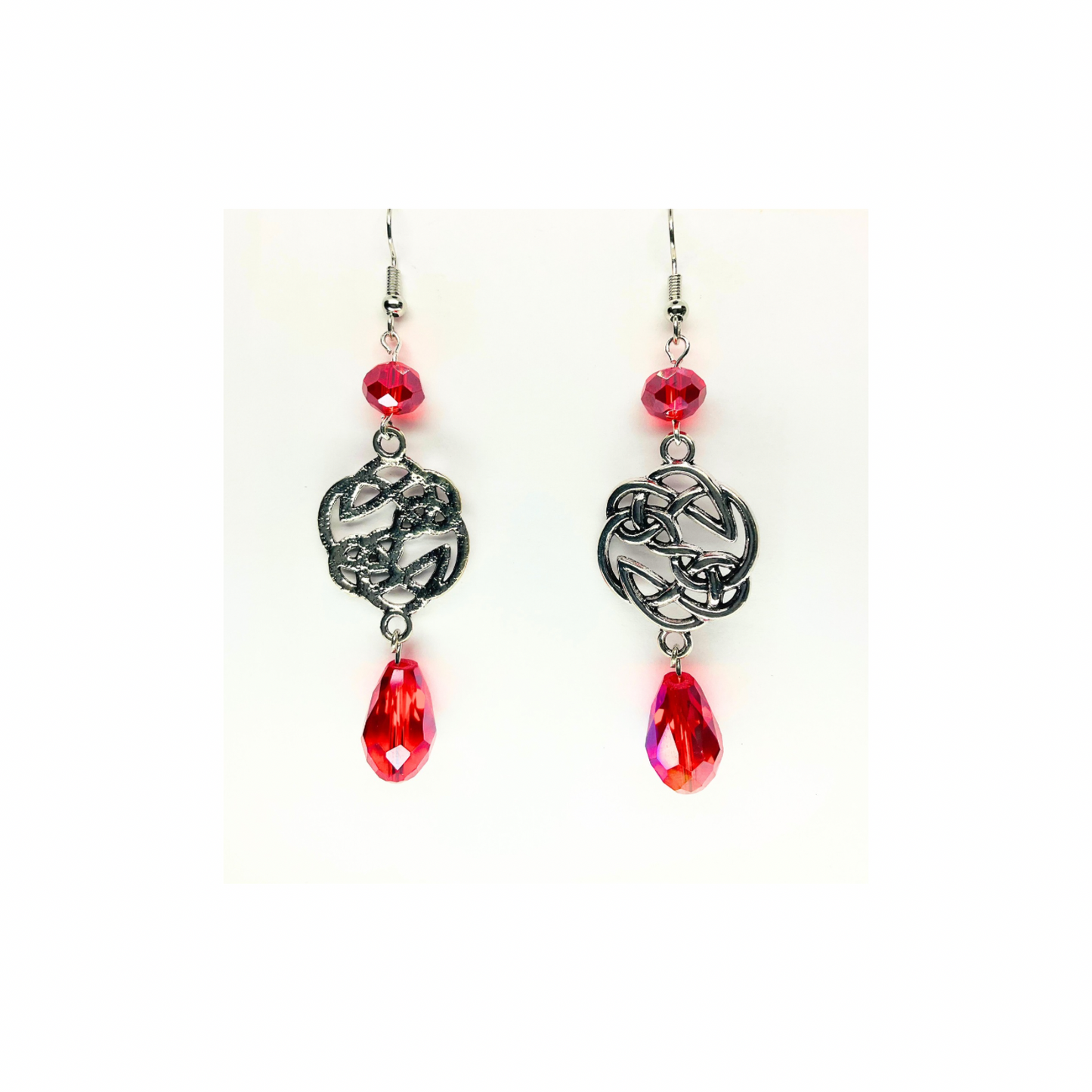 Crystal Chandelier Collection Teardrop Dangle Earrings for Female with Red Beads and Unique Design
